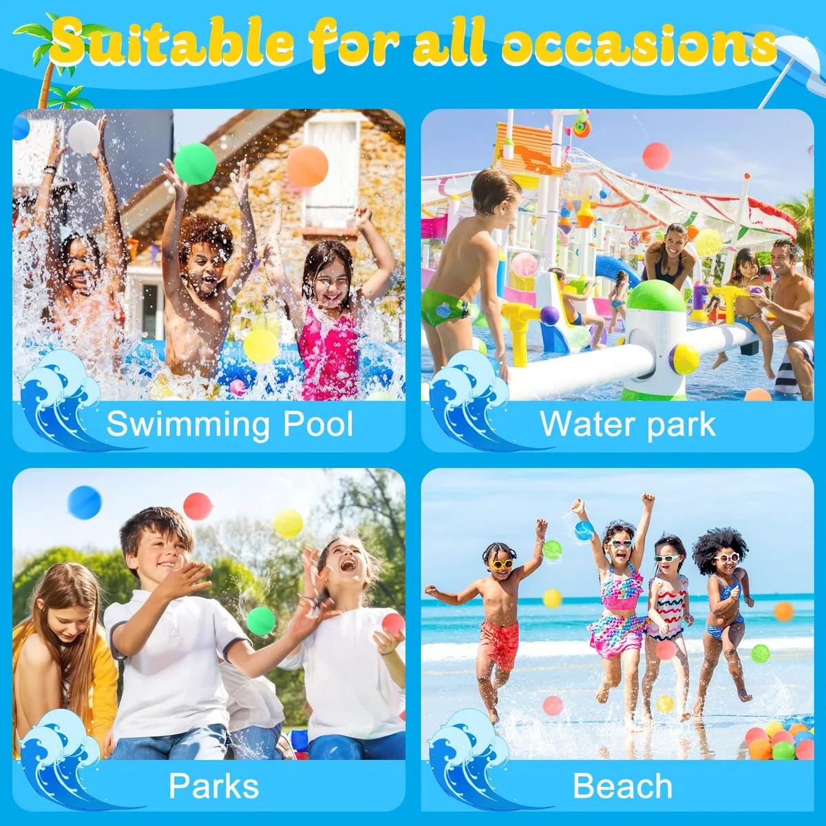 Wasserbomben Selbstschließend,6 Stück Silikon Wiederverwendbare Wasserbomben für Kinder & Erwachsene, Wasserballoons Schnellfüller Outdoor Wasserspielzeug für Pool, Strand & Sommerparty