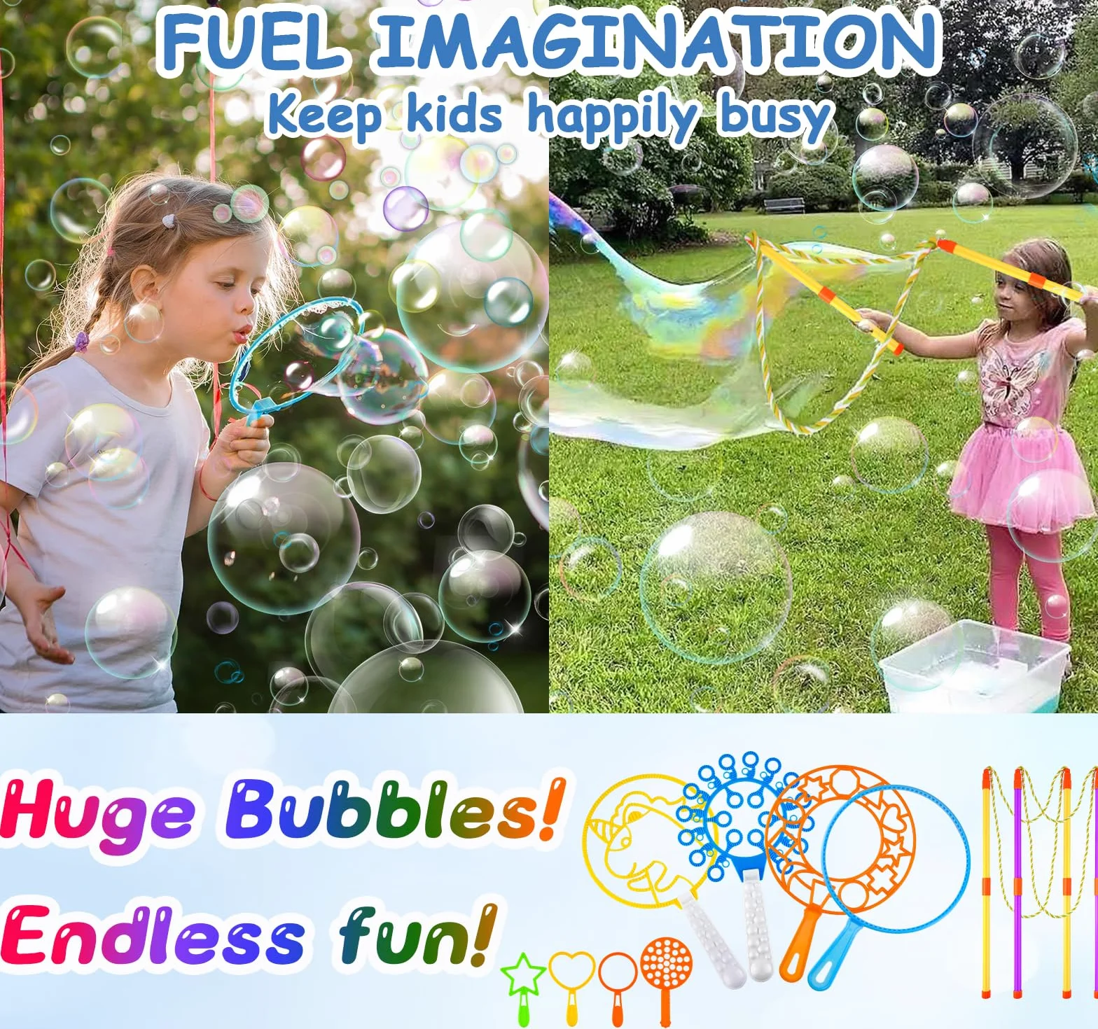 Riesenseifenblasen Seifenblasen Set Groß Stab 29 Stück +6 Seifenblasenflüssigkeit Stäbe Riesen Seifenblasen Kinder XXL Seifenblasenstab Gross Zubehör Lasso Spielzeug Seil Outdoor Sommerspiele Draußen