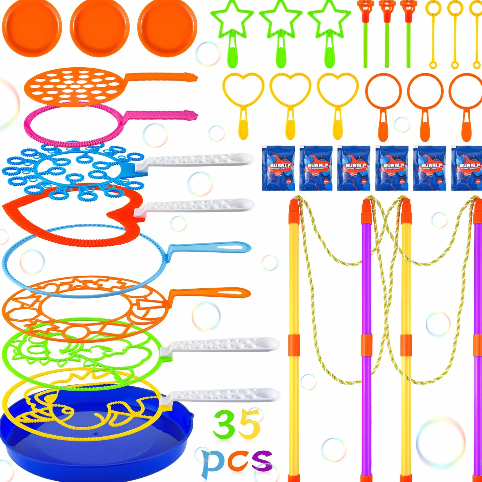 Riesenseifenblasen Seifenblasen Set Groß Stab 29 Stück +6 Seifenblasenflüssigkeit Stäbe Riesen Seifenblasen Kinder XXL Seifenblasenstab Gross Zubehör Lasso Spielzeug Seil Outdoor Sommerspiele Draußen