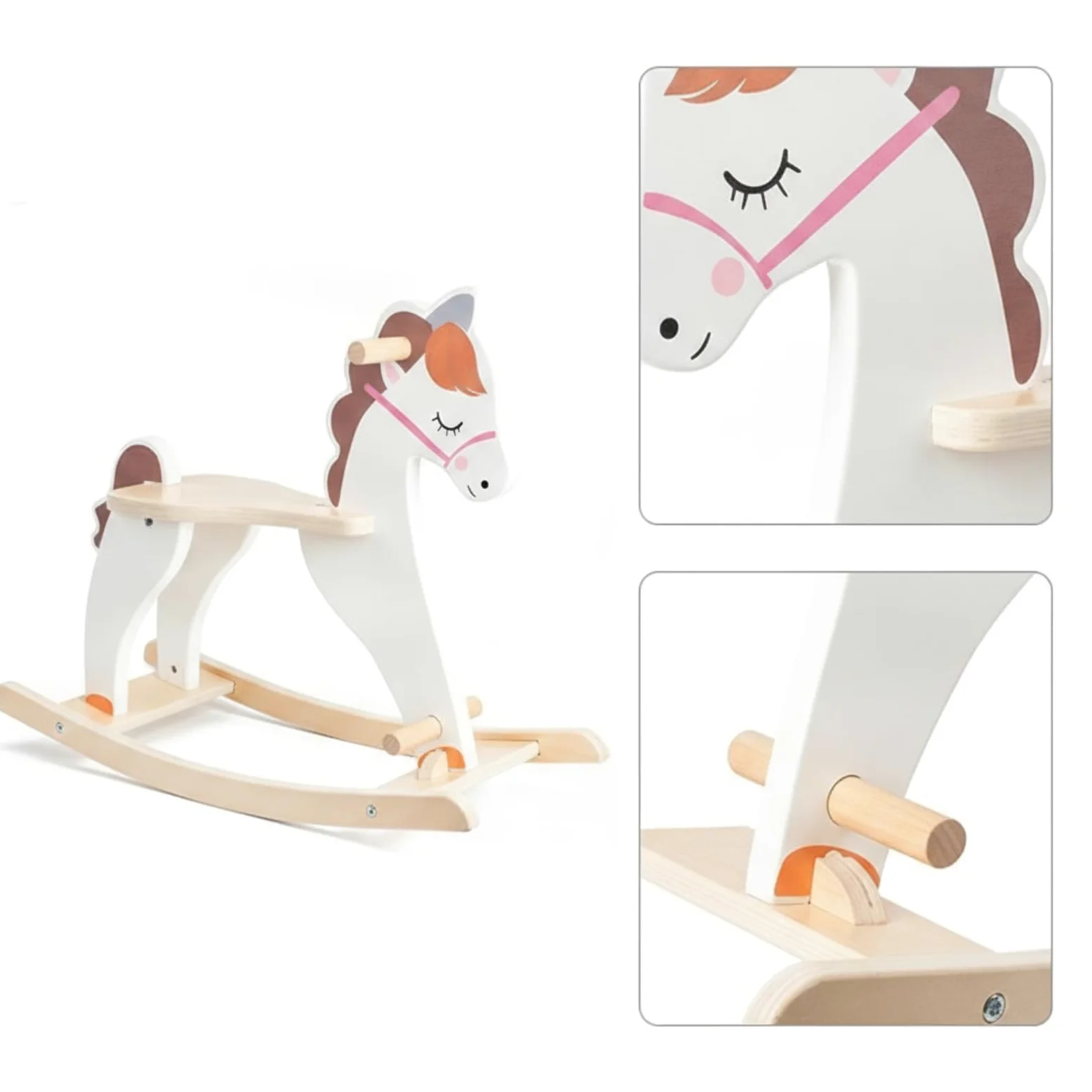 Schaukelpferd Kinder Holz Schaukelspielzeug Reittier Pferd Sitz Griff Entwicklung Balance Koordination Motorik Material Holz Lackierte Oberfläche