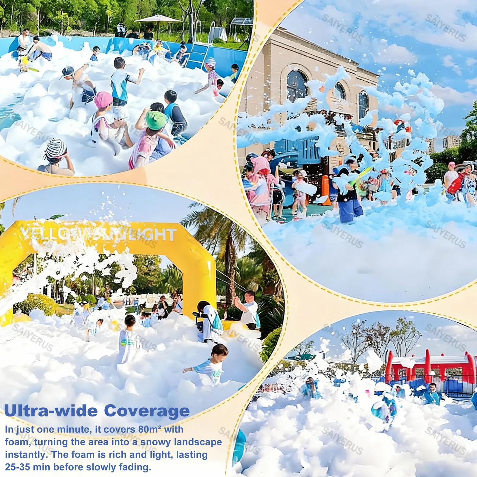 Professionelle Schaummaschine für Großveranstaltungen und Partys, 2000W Seifenblasenkanone im Freien, Erstellen Sie ein Blasenfest für Kinderunterhaltung