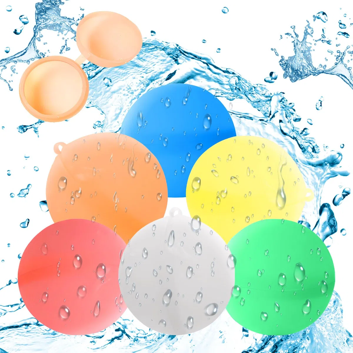 Wasserbomben Selbstschließend,6 Stück Silikon Wiederverwendbare Wasserbomben für Kinder & Erwachsene, Wasserballoons Schnellfüller Outdoor Wasserspielzeug für Pool, Strand & Sommerparty