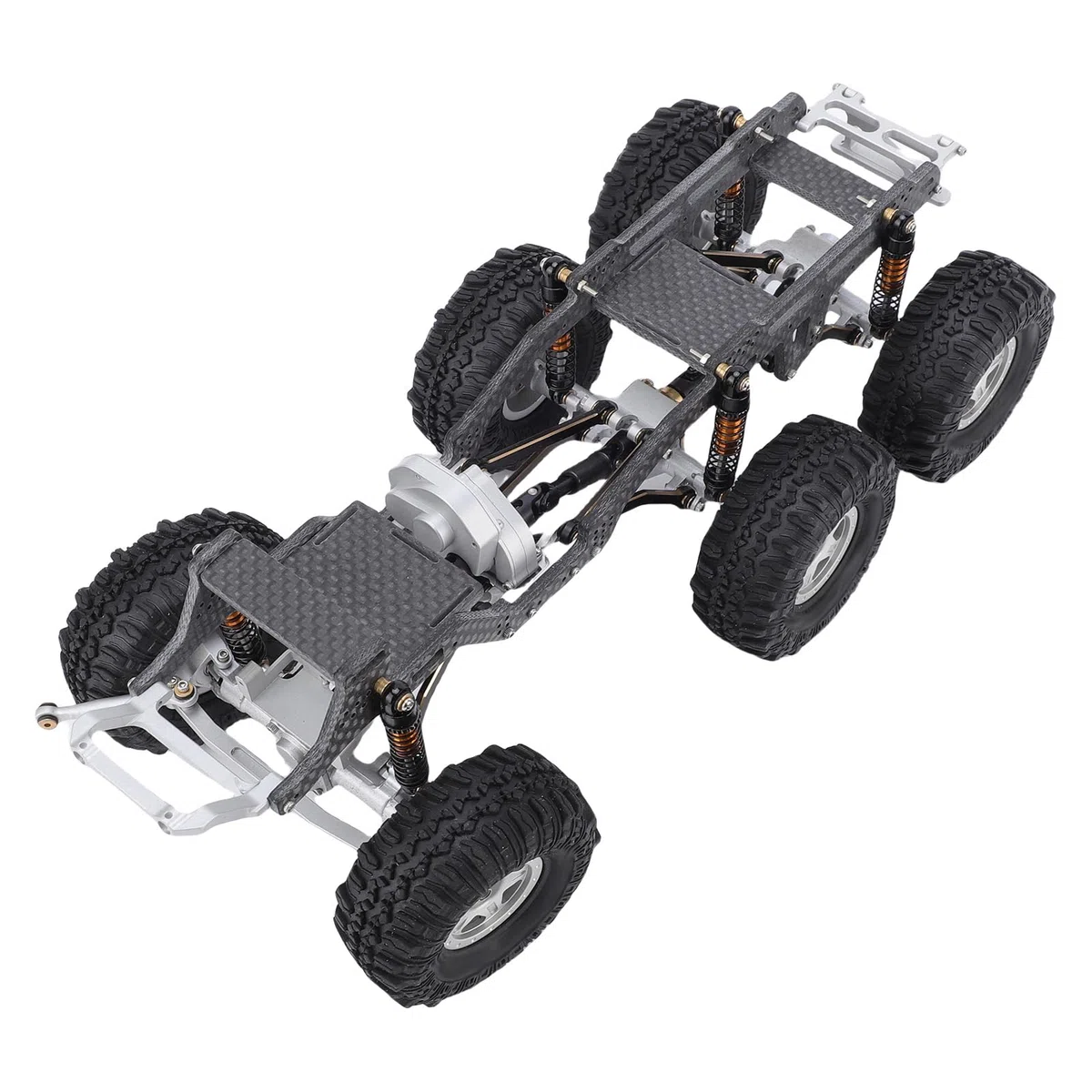 Leichter Carbonfaser-Chassisrahmen für Axial SCX24 RC Truck 6x6 |Upgrade mit Niedrigem Schwerpunkt, Schwarz-silbernes RC-Autoteil (schwarzes Silber)