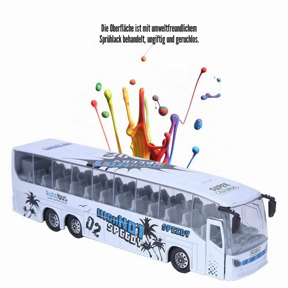 Zerodis 1:50 Simulation Transit Bus Modell,Bus Modell Spielzeug Alloy Pull-Back Busspielzeug mit Licht und Musik für Kinder(Weiß)