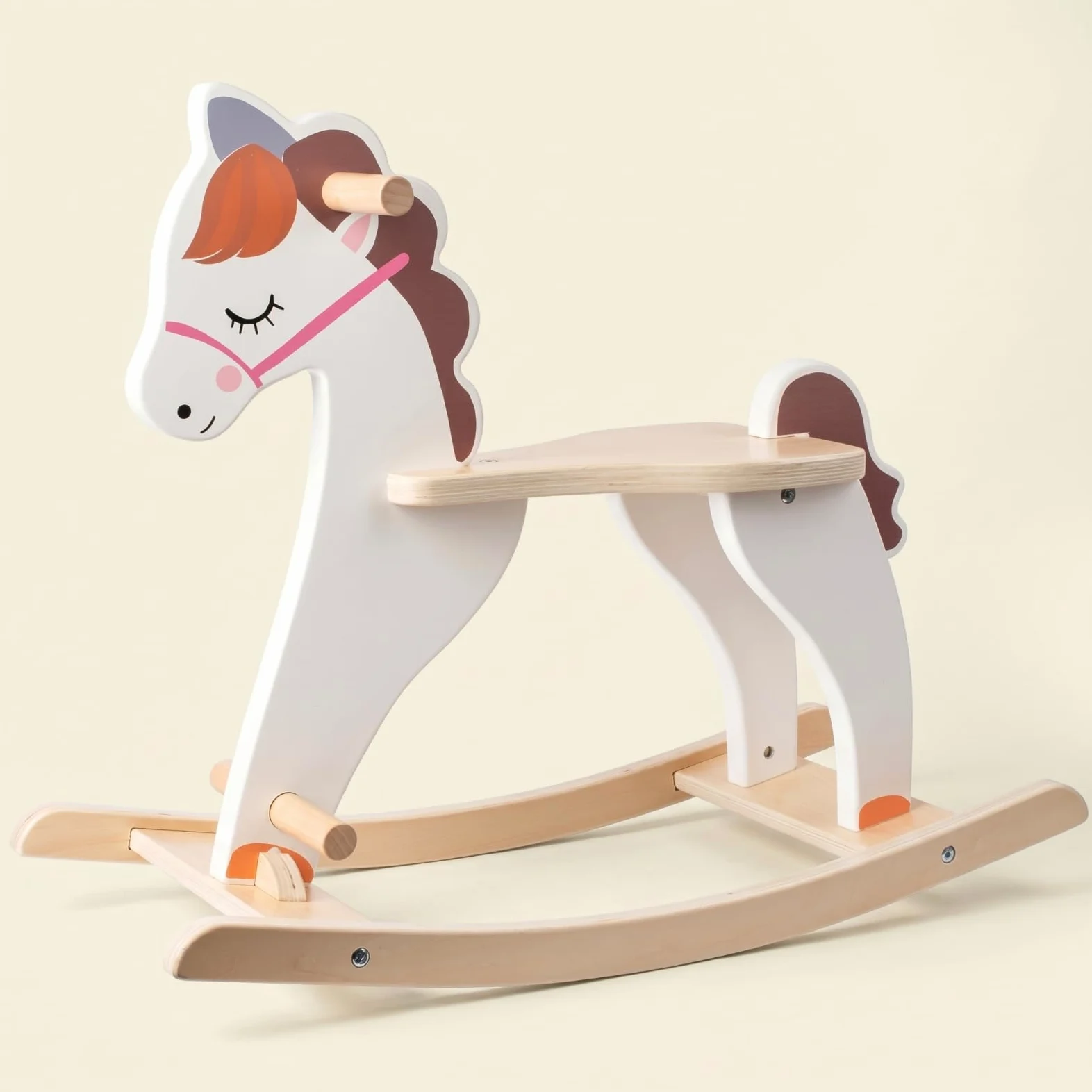 Schaukelpferd Kinder Holz Schaukelspielzeug Reittier Pferd Sitz Griff Entwicklung Balance Koordination Motorik Material Holz Lackierte Oberfläche