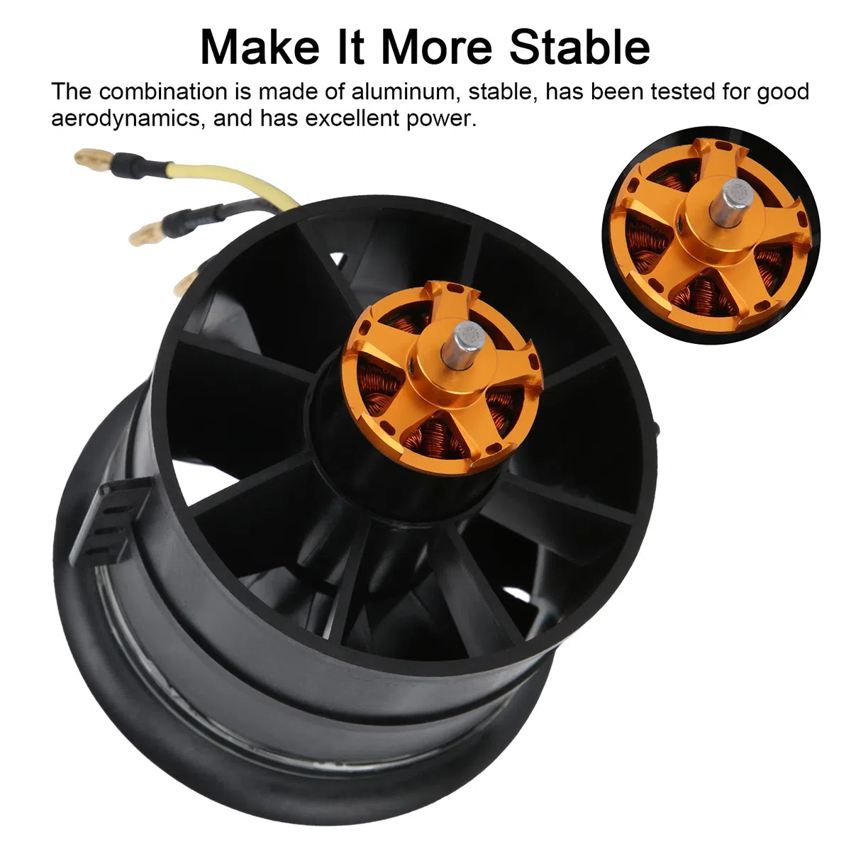 RC 90 mm elektrischer Impeller, 12 Flügel mit bürstenlosem Motor, hohe Leistung, hohe Effizienz, Aluminiumlegierung, Kunststoff, Kupfer, Schwarz, für RC-Flugzeuge (1000 kV)
