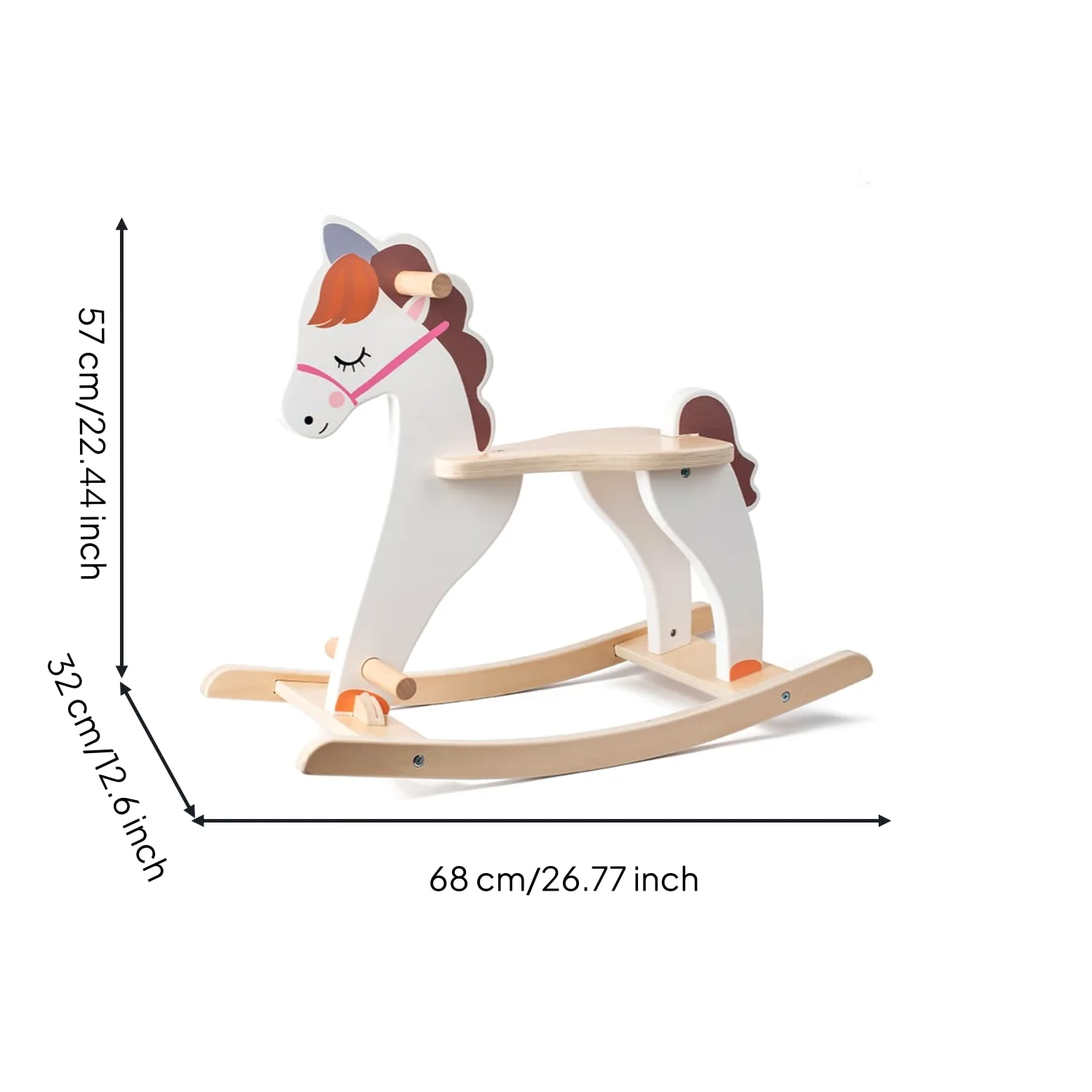 Schaukelpferd Kinder Holz Schaukelspielzeug Reittier Pferd Sitz Griff Entwicklung Balance Koordination Motorik Material Holz Lackierte Oberfläche