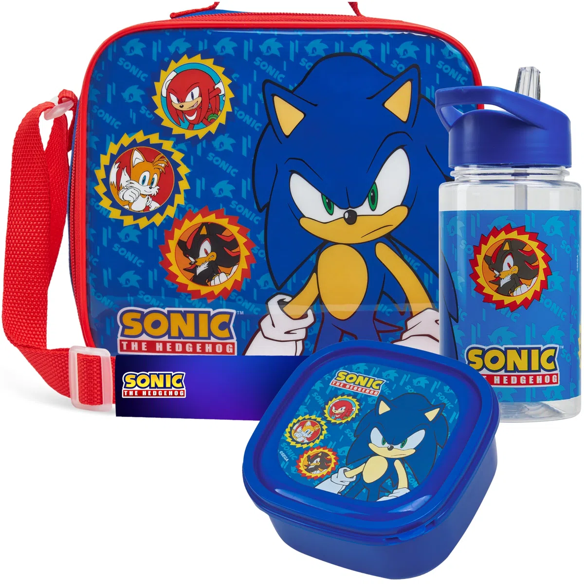 Get Trend SONIC THE HEDGEHOG Lunchtasche Kinder Set mit Trinkflasche und Lunchbox BPA Frei Isolierte Tasche für Schule Kita Kindergarten Urlaub (Sonic)