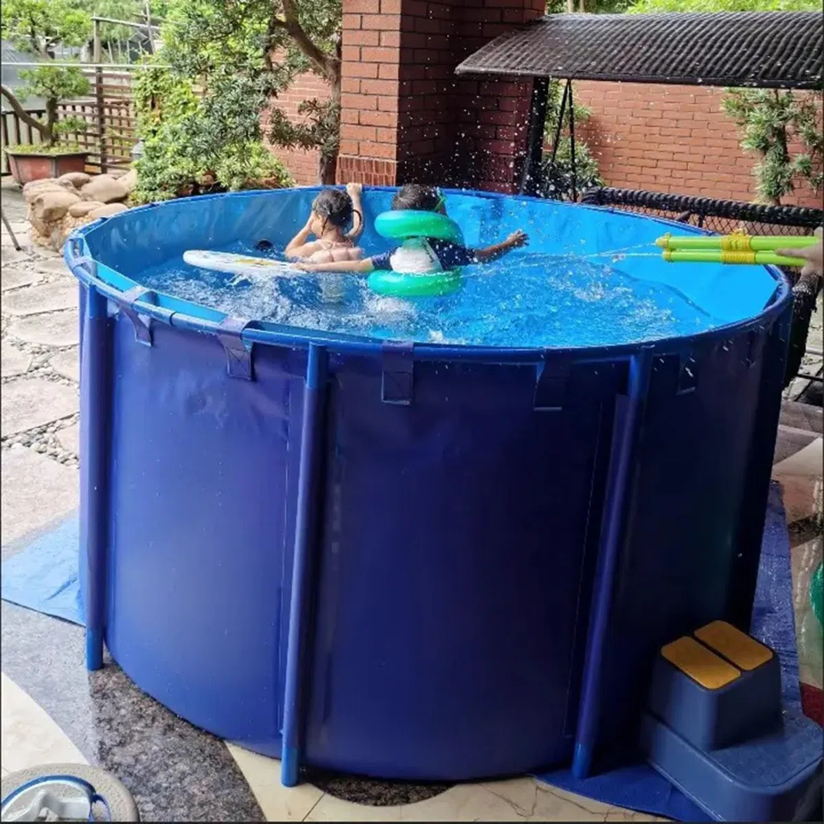 Tragbarer, faltbarer PVC-Pool für Kinder und Erwachsene, runder oberirdischer Swimmingpool für Terrassen und Hinterhof-Spaß (2 x 0,8 m)