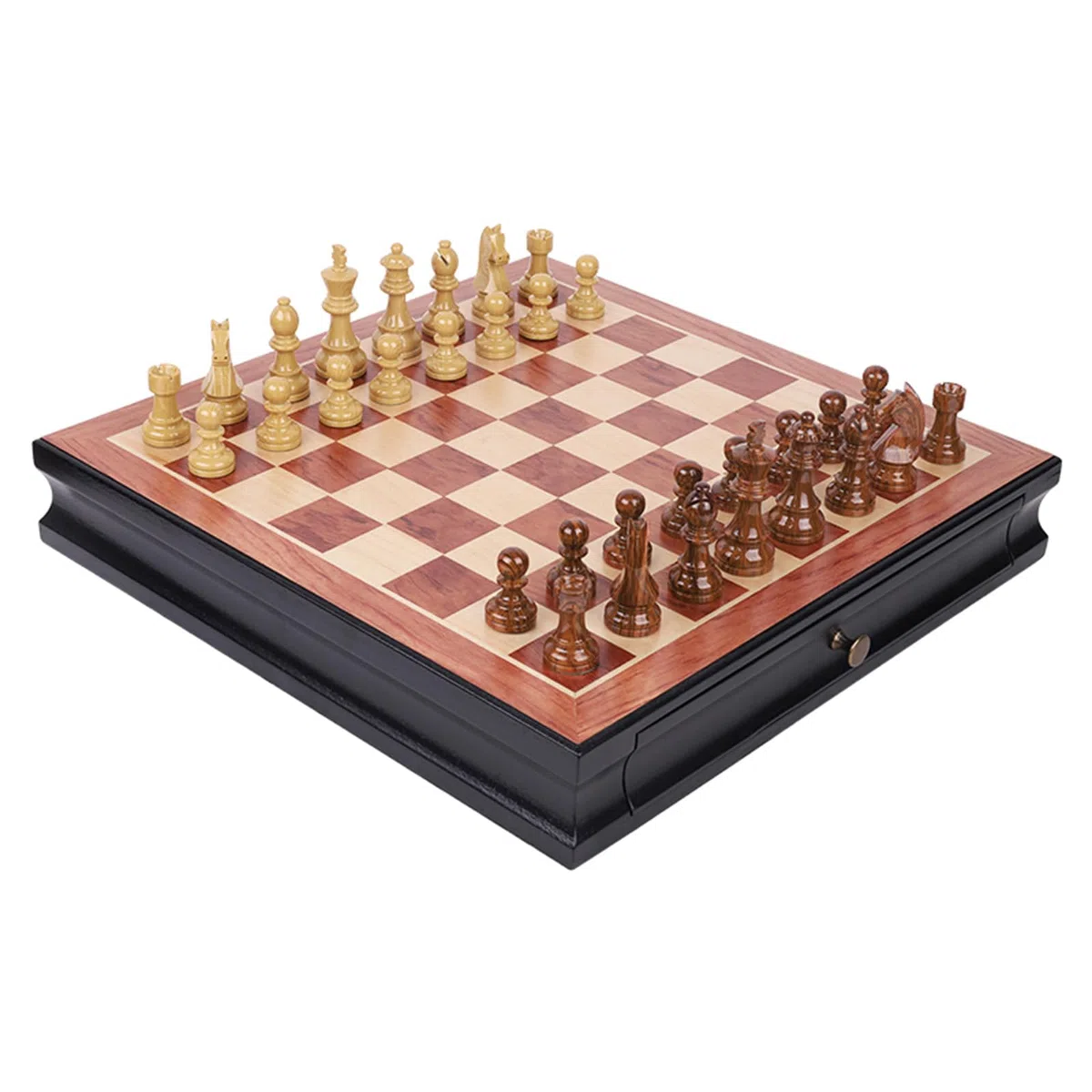 Schachbrett,17.7 "hölzernen Tragbares Reiseschach -set Mit Schachstücken und eingebauten Aufbewahrungsfächern, Leicht Zu Tragen, Reiseschach -set -familienbrettspiel Für Anfänger Und Erwachsene