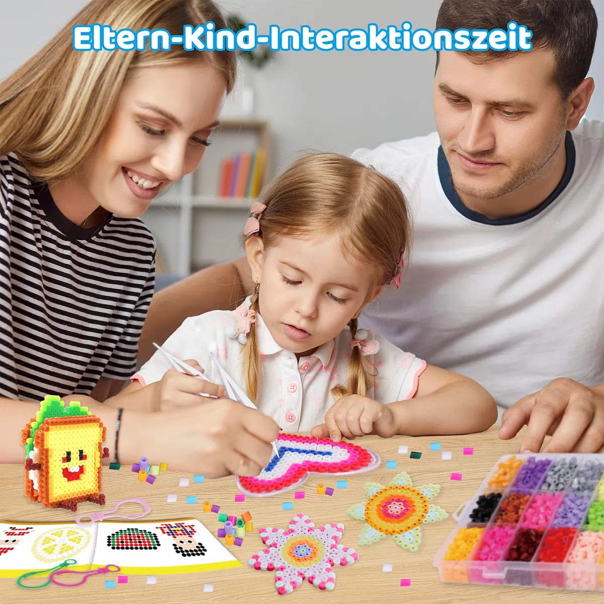 BLOT 4000 Bügelperlen Set 24 Farben Bügelperlen für Kinder Mädchen Jungen DIY Steckperlen mit Platte Zubehör Muster in Organizerbox, 5mm