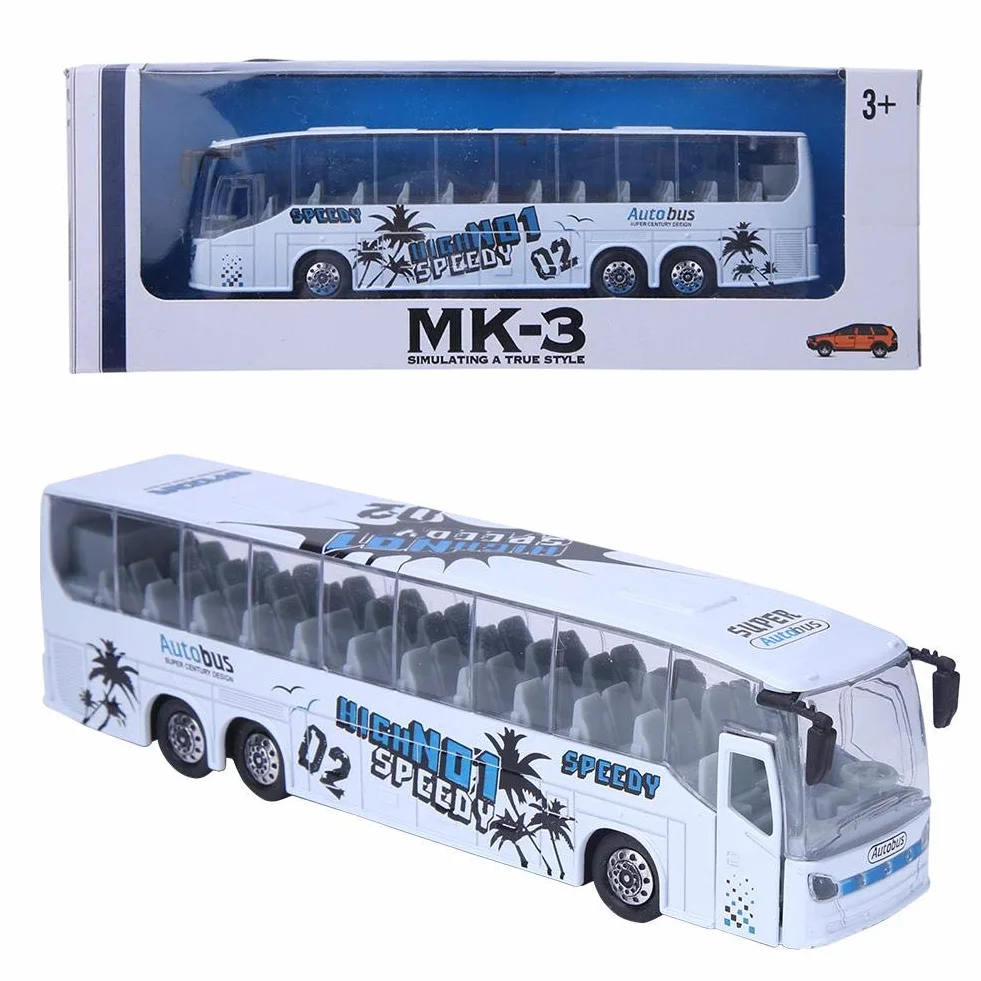 Zerodis 1:50 Simulation Transit Bus Modell,Bus Modell Spielzeug Alloy Pull-Back Busspielzeug mit Licht und Musik für Kinder(Weiß)