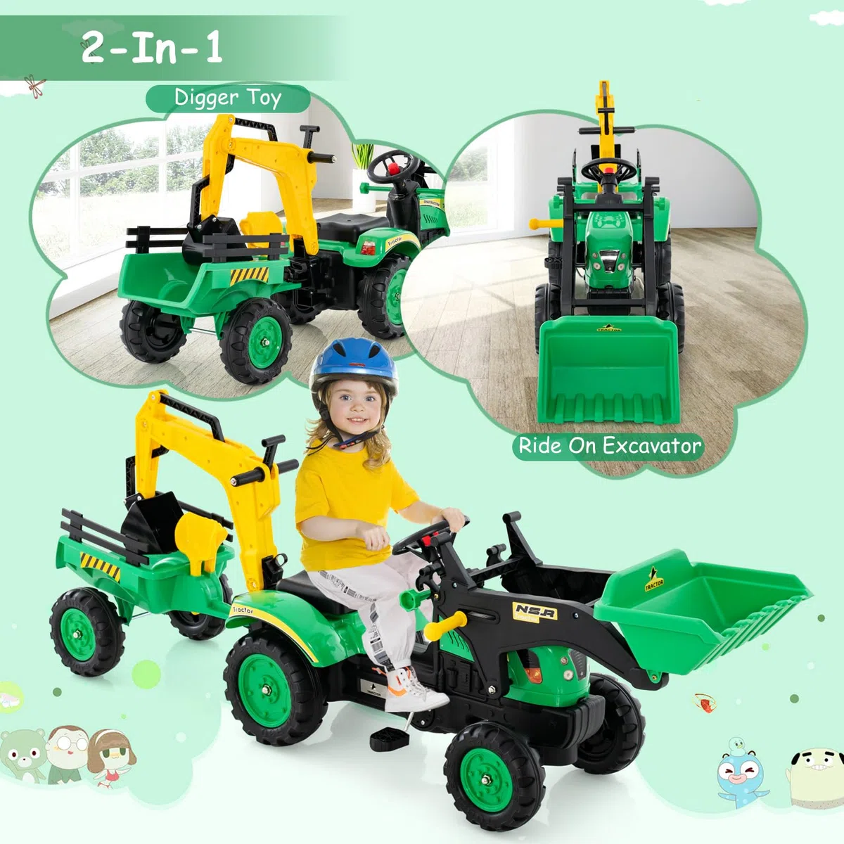 FANTASK Trettraktor ab 3 J., Anhänger & Grabschaufel, bis 35 kg