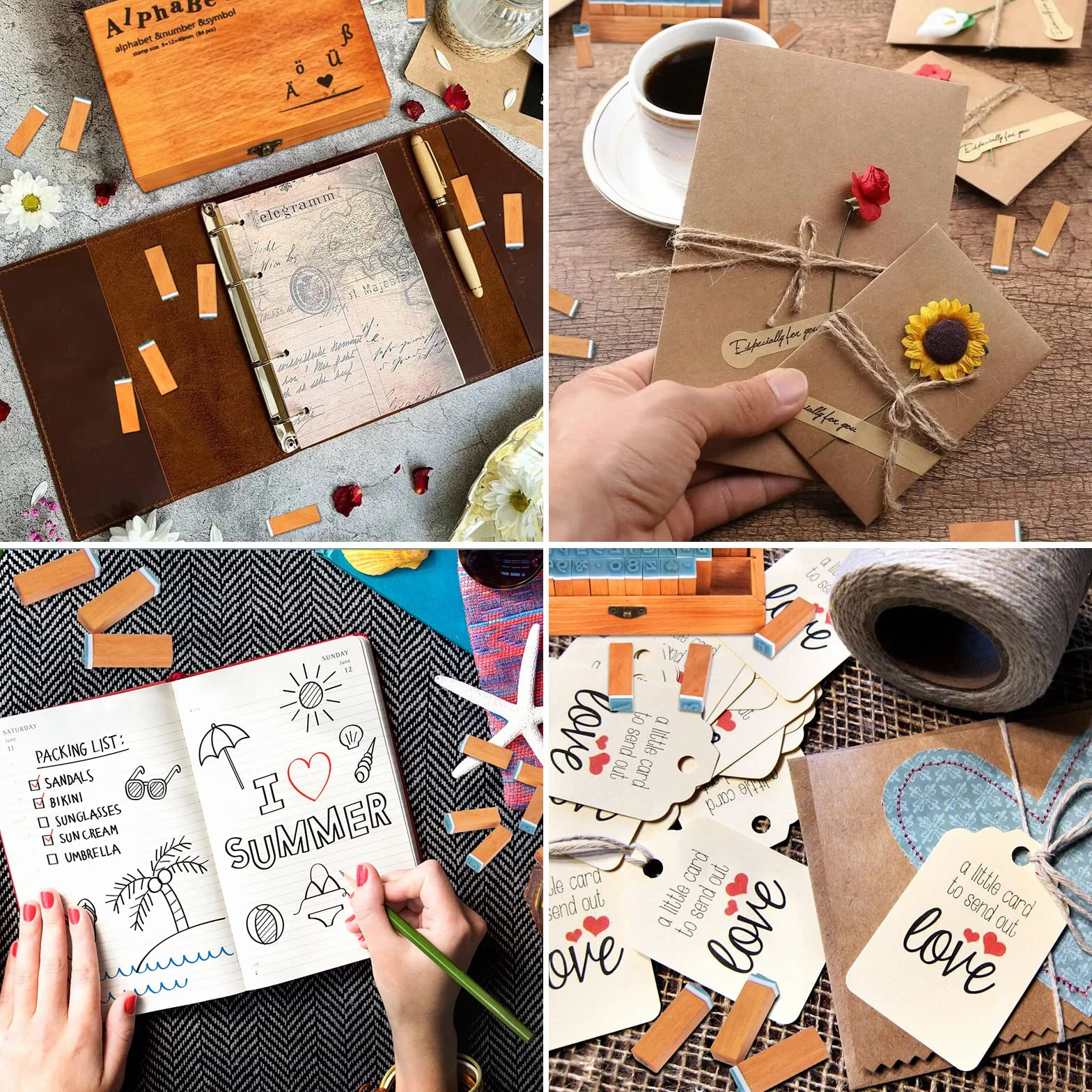 Ausyde Holzstempel Set – 84 Stück Alphabet-Stempel mit Großbuchstaben, Kleinbuchstaben, Zahlen und Symbolen mit Holzbox für Kunst und Handwerk