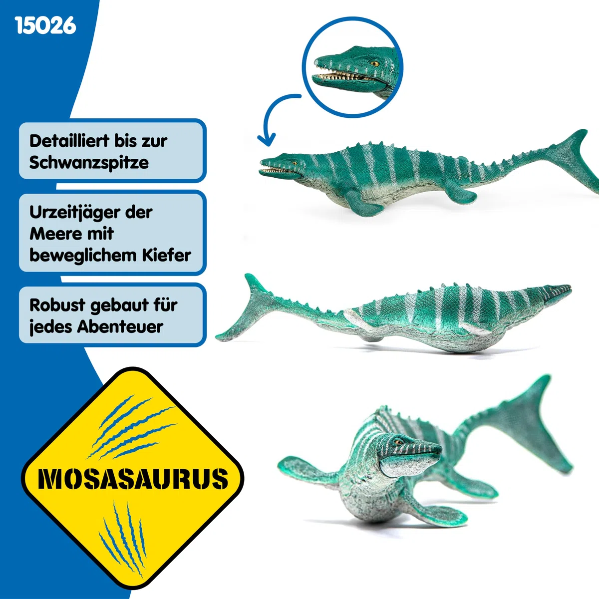 SCHLEICH Dinosaurs | Mosasaurus 15026 | detailgetreuer Dino mit beweglichem Kiefer | hochwertige Figur zum Sammeln | Geschenk für Mädchen & Jungen | Dinosaurier Spielzeug ab 3 Jahre | 32 x 12 x 7 cm