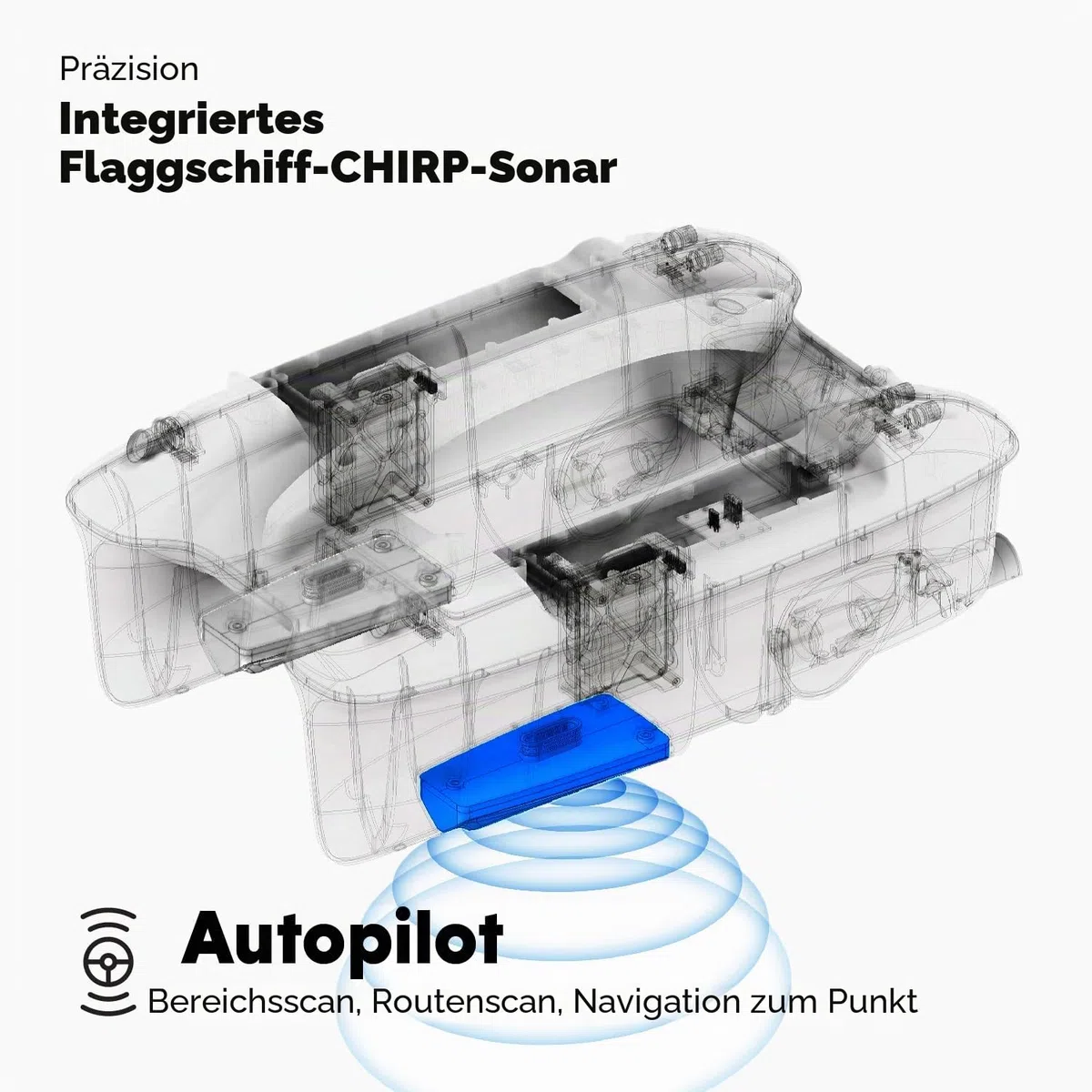 Deeper Quest Köderboot mit CHIRP Sonar, bis zu 7 Stunden Akku, automatischer GPS-Pilot und leises Köderabgabesystem für Karpfenangeln