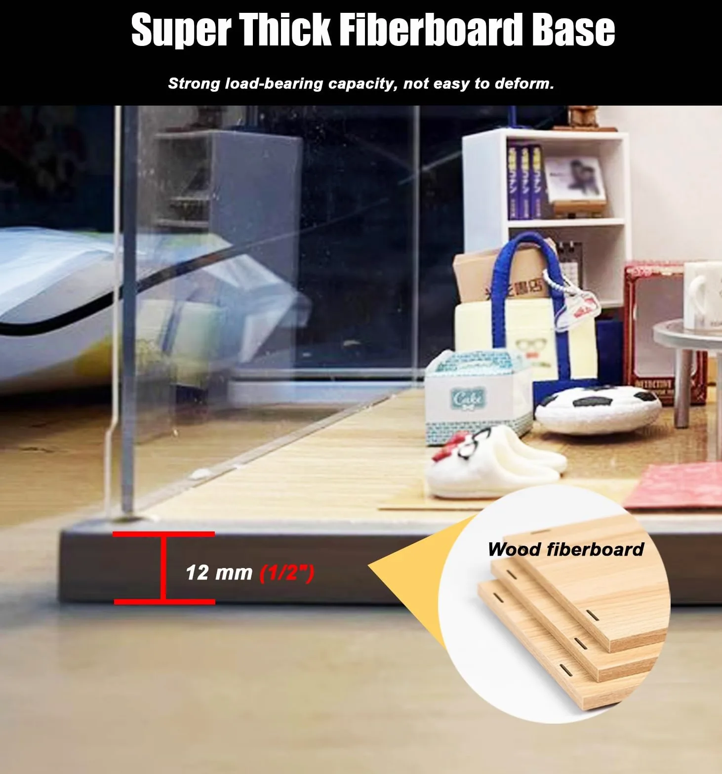 Acryl Vitrine Vitrine für Figuren, Puppen und Trophäen, Leichter, Hoher Acryl-Vitrine für Sammlerstücke, Staubdichter Aufbewahrungsschrank mit LED-Beleuchtung, PVC-Vitrine mit Würfel(40x40x50cm/16x16x