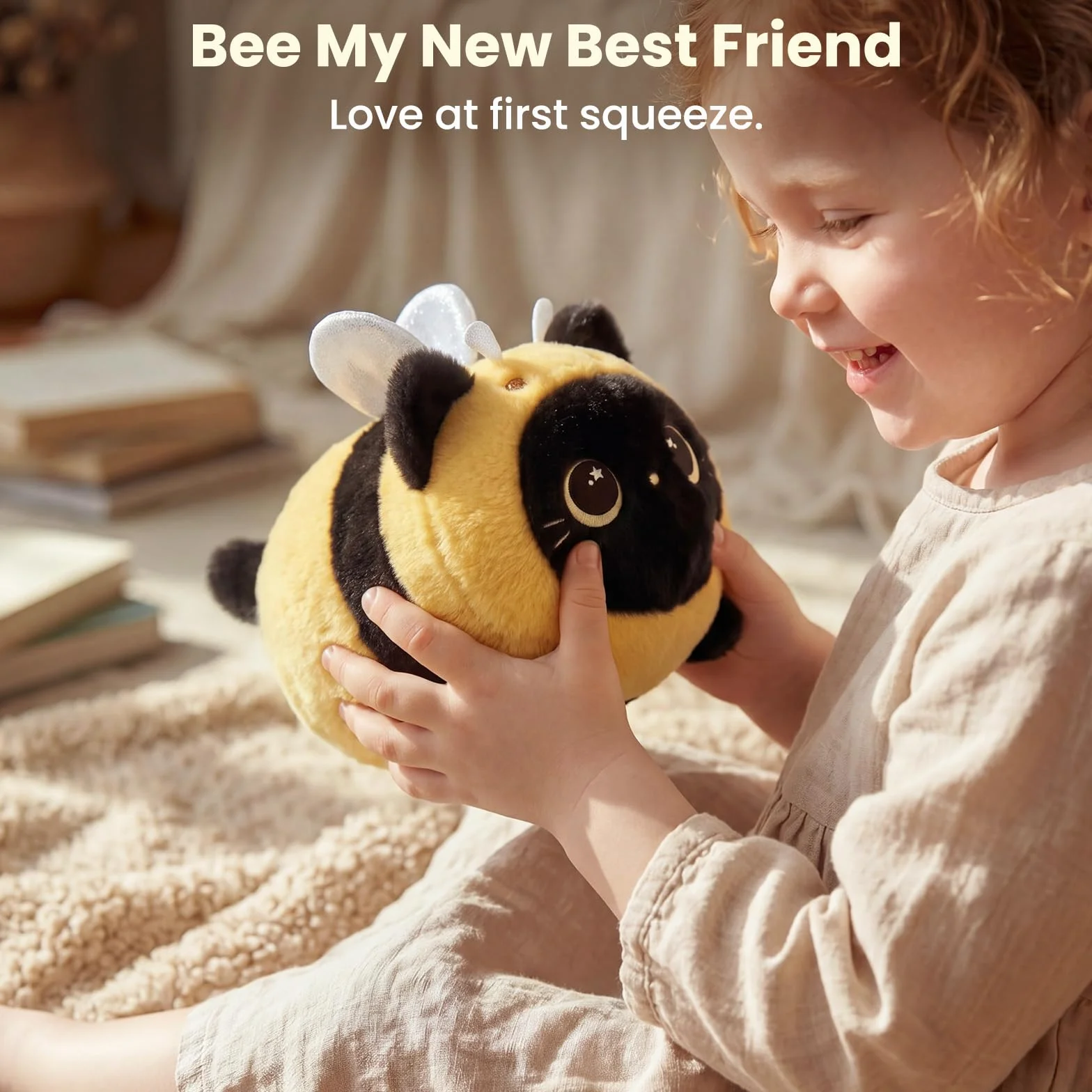 Mewaii Schwarze Katze Biene Plüschkissen 20CM Weiches Kawaii Kuscheltier für Kinder,Niedliches Katze Plüschtier,Perfektes Kuschelkissen und Geschenk