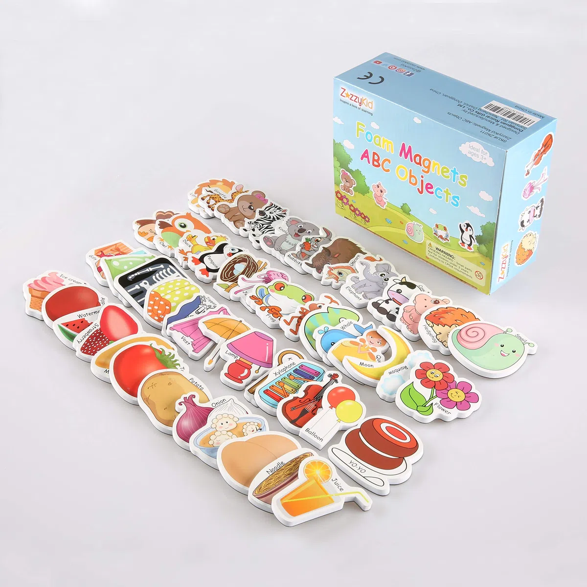 ZazzyKid Magnetische Schaumstoffobjekte für Kinder: 52 ABC Alphabet Spielzeugmagnete für die Früherziehung