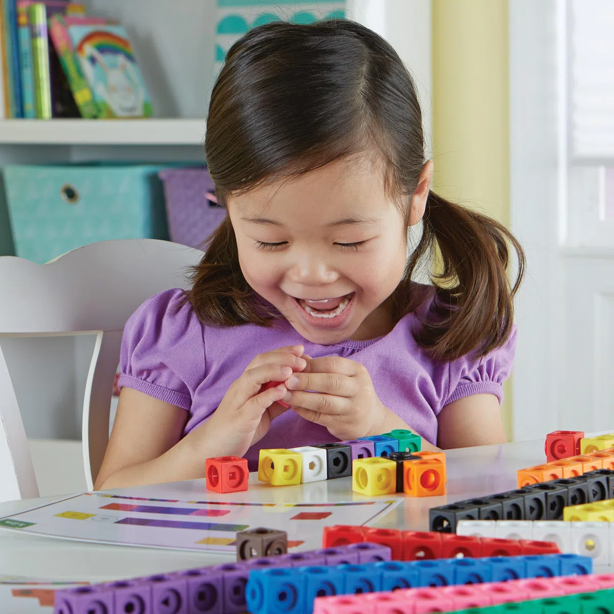 Learning Resources MathLink Steckwürfel, 100-teiliges Set, Kinder ab 5 Jahren, Mathe Würfel zum Zählen, Muster Legen und Feinmotorik trainieren, Lernspielzeug in 10 Farben
