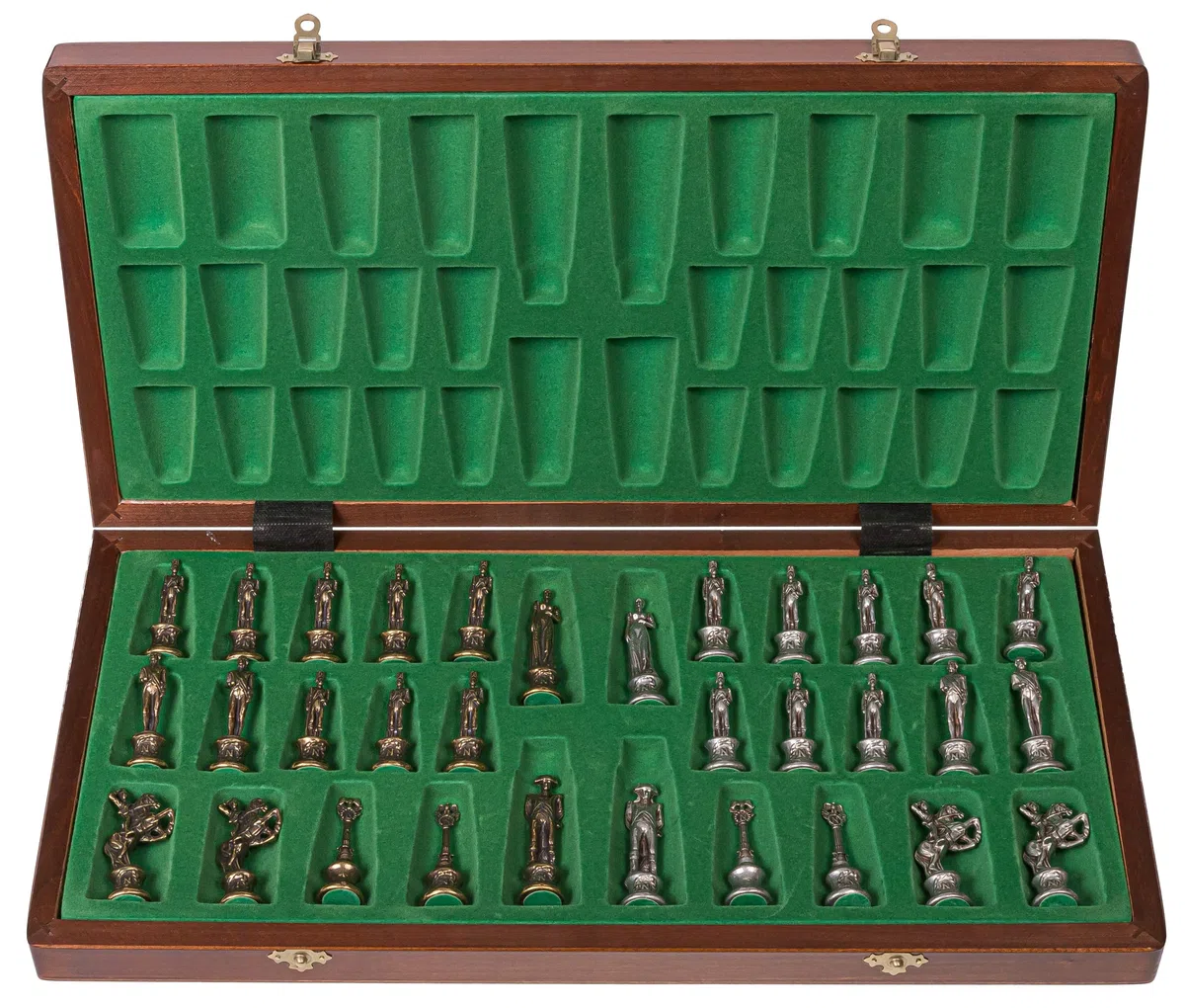 Square - Schach Schachspiel - Napoleon - Schachfiguren aus Metall - Schachbrett aus Holz