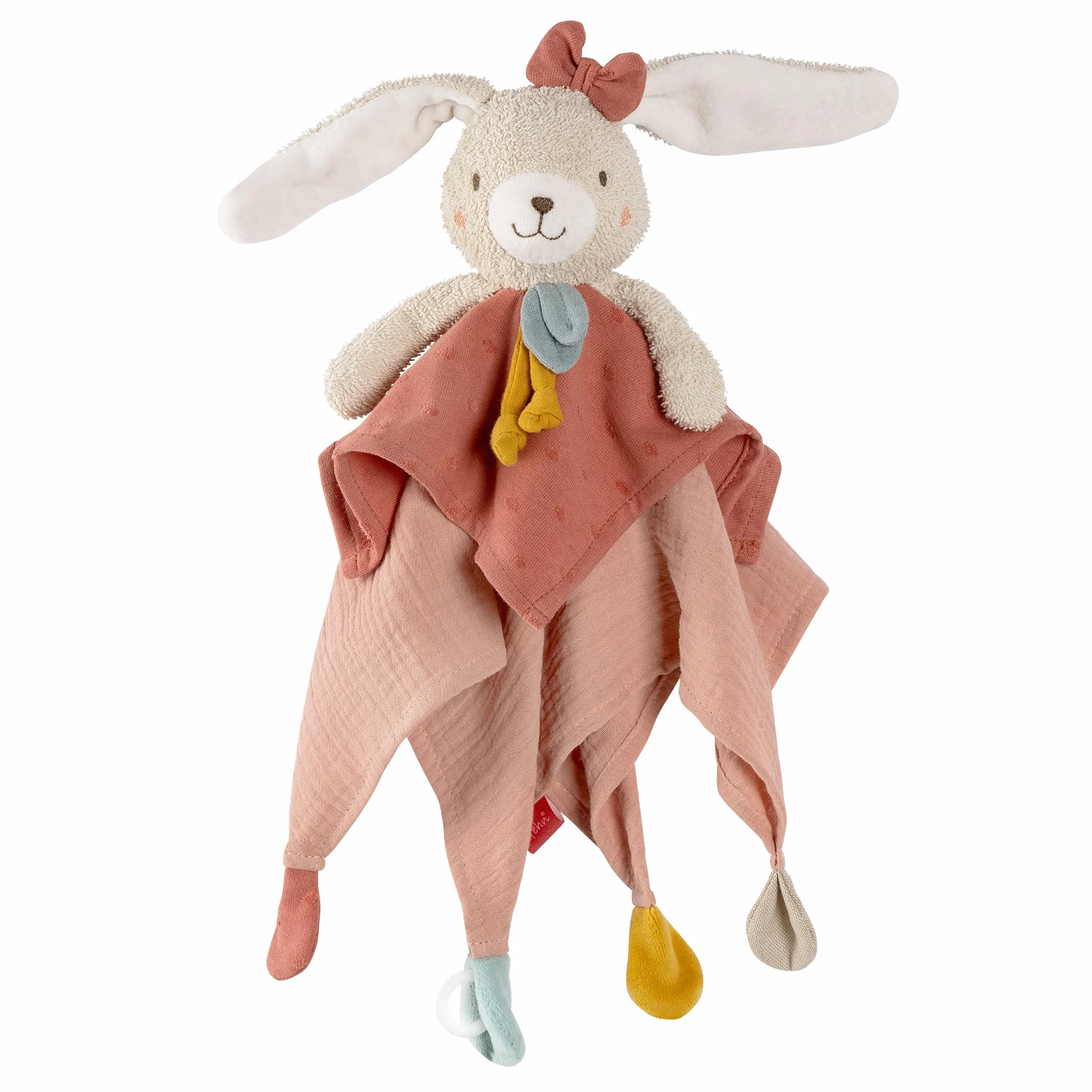 Fehn Schmusetuch Hase – Spielkamerad und Stofftier-Schnuffeltuch aus Baumwolle – Kuscheltuch mit Schnuller-Befestigung – für Babys und Kleinkinder ab 0+ Monaten