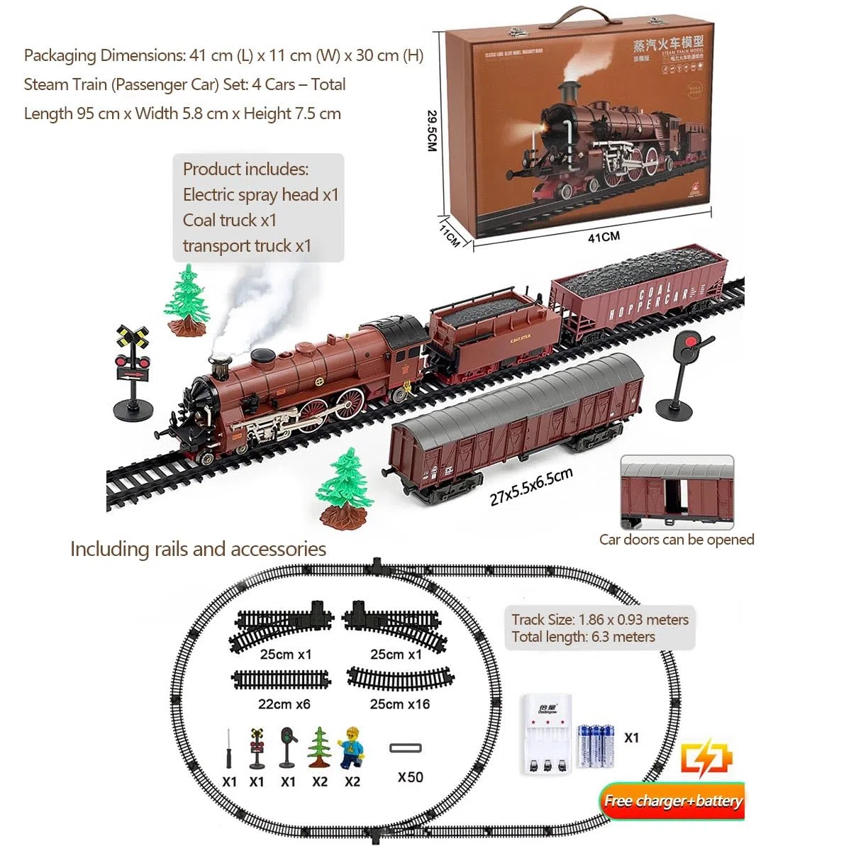 Elektrische Zug Spielzeug, 1/87 HO Electric Locomotive Elektrische Eisenbahn mit Wagen und Schienen, Geschenk für Liebhaber elektrischer Lokomotiven