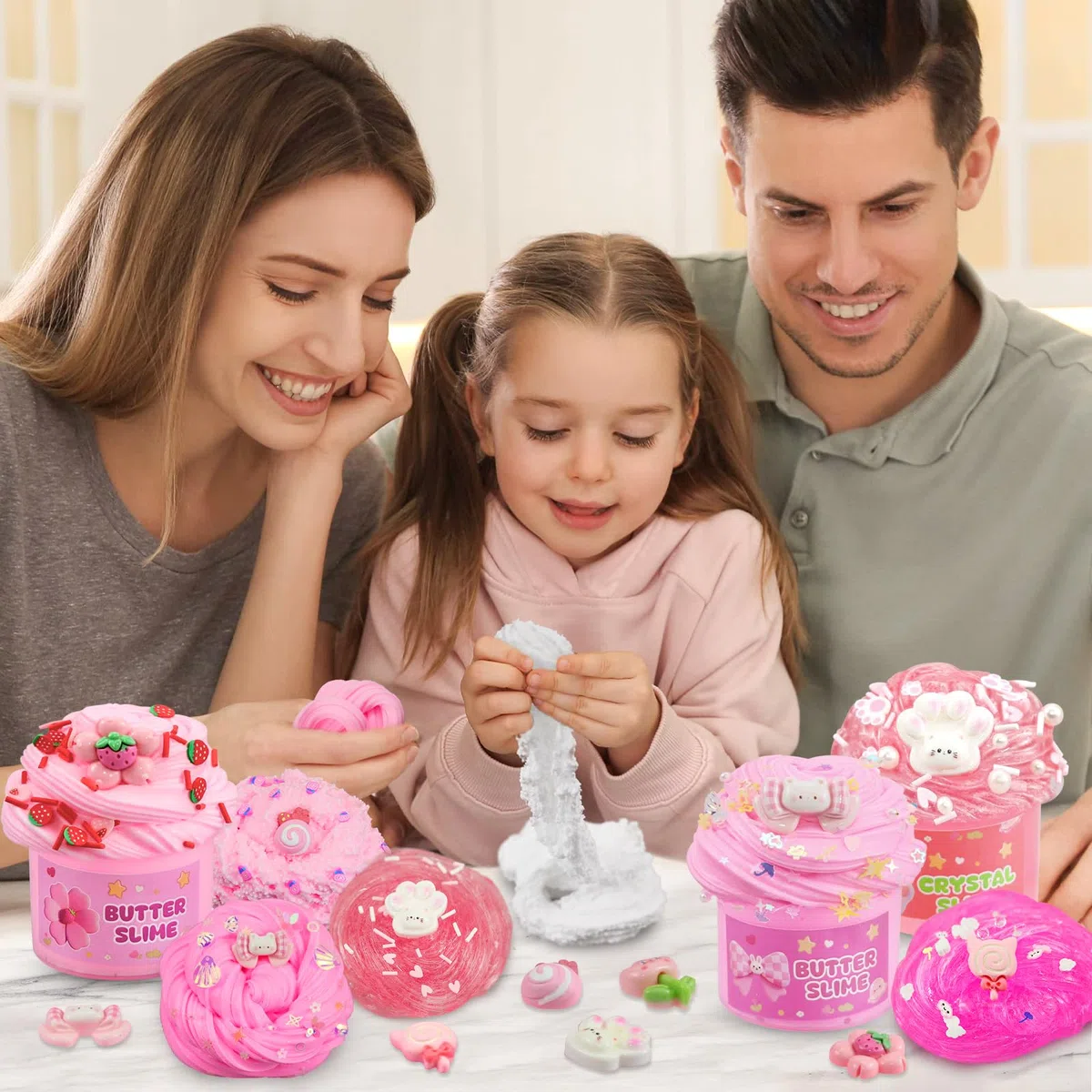 6 Stück Rosa Farbverlauf Slime Set (Schneereis, Butter, Crystal) für Kinder, Geburtstag/Weihnachten DlY Bastelset fur Madchen & Jungen