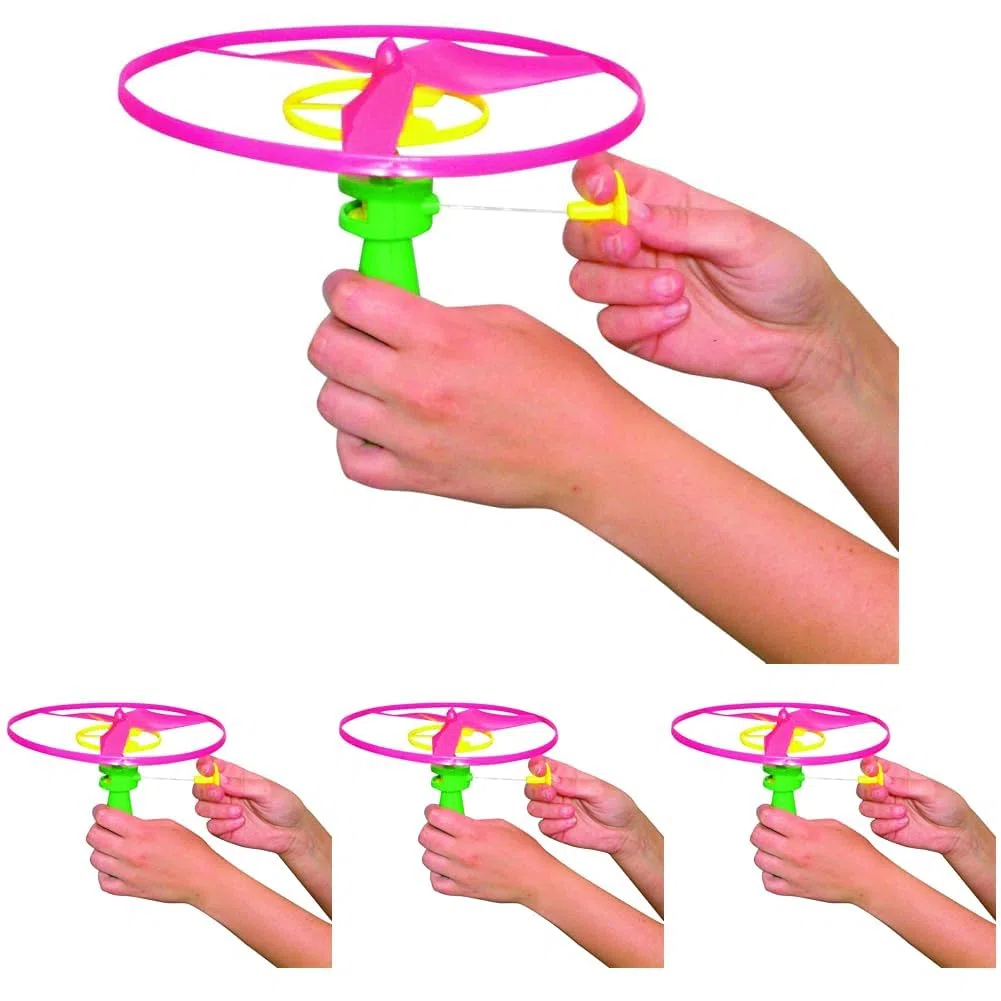 GÜNTHER FLUGSPIELE 1682 - Propeller Spielzeug Twirly, ca. Ø 19 cm, Fliegender Rotoren in 3 Farben, für Kinder ab 4 Jahren, inkl. Startergriff (Packung mit 4)