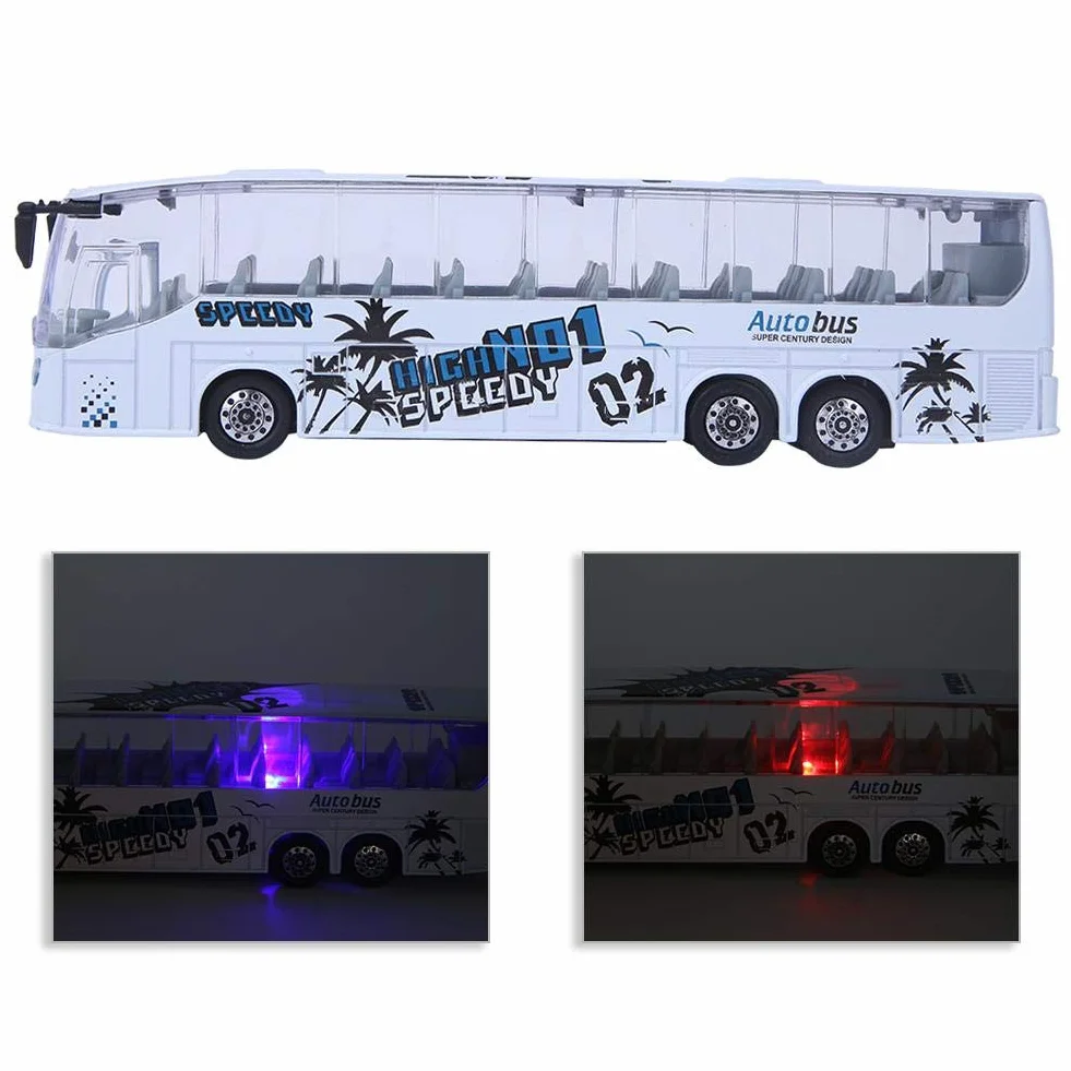 Zerodis 1:50 Simulation Transit Bus Modell,Bus Modell Spielzeug Alloy Pull-Back Busspielzeug mit Licht und Musik für Kinder(Weiß)