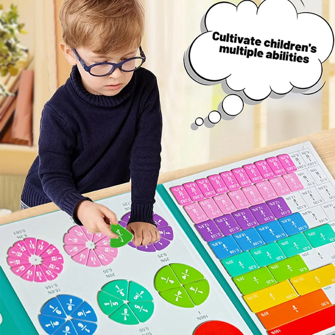Magnetisches Bruchzahl-Demonstrationsbuch, Bruchrechnen Lernhilfe, Magnetisches Bruchspielbuch, Magnetische Bruchfliesen und Bruchkreise für 3+ Kinder, Mathe Grundschule Material (Konventionell)