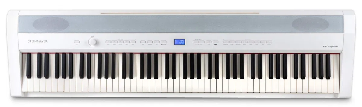 P-60 WM Compact Piano (Stagepiano mit 88 Tasten und passendem Unterbau, Hammermechanik, Anschlagdynamik, 128-fach polyphon, 14 Sounds, inkl. Notenhalter und Netzteil) weiß