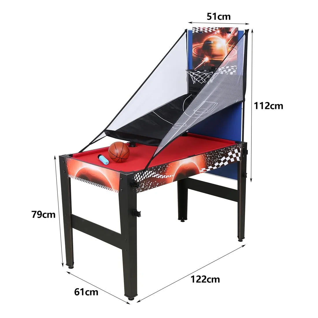 hotsizz 14-in-1multifunktionstisch / Basketball/Billardtisch/Tischtennisplatte/Air Hockey/Bowling, EIN Spieltisch für Erwachsene und Kinder 122 x 61 x 11 cm