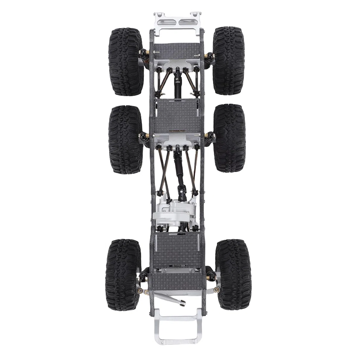 Leichter Carbonfaser-Chassisrahmen für Axial SCX24 RC Truck 6x6 |Upgrade mit Niedrigem Schwerpunkt, Schwarz-silbernes RC-Autoteil (schwarzes Silber)