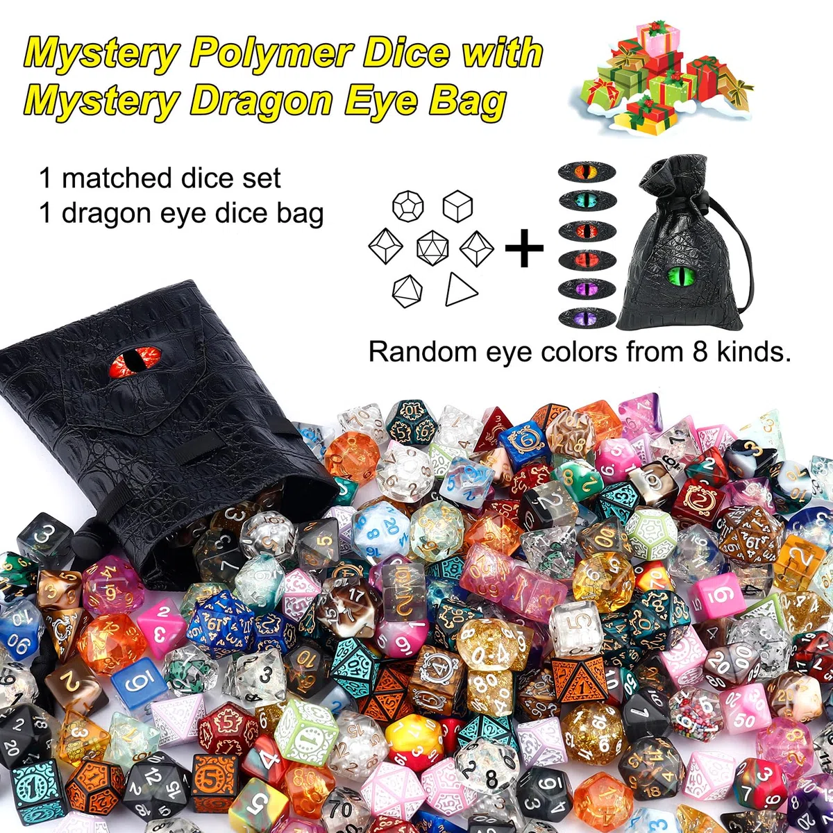 Haxtec Mystery Würfel Set mit Drachenauge DND Würfel Tasche Polyeder D&D Würfel Beutel für Münzen und Dungeons und Drachen Zubehör DND Geschenk