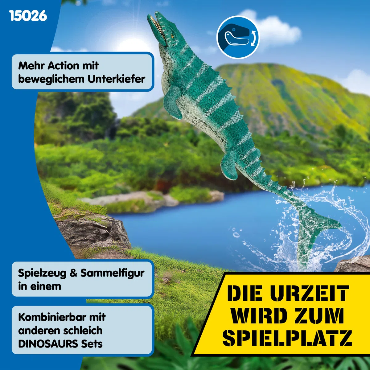 SCHLEICH Dinosaurs | Mosasaurus 15026 | detailgetreuer Dino mit beweglichem Kiefer | hochwertige Figur zum Sammeln | Geschenk für Mädchen & Jungen | Dinosaurier Spielzeug ab 3 Jahre | 32 x 12 x 7 cm