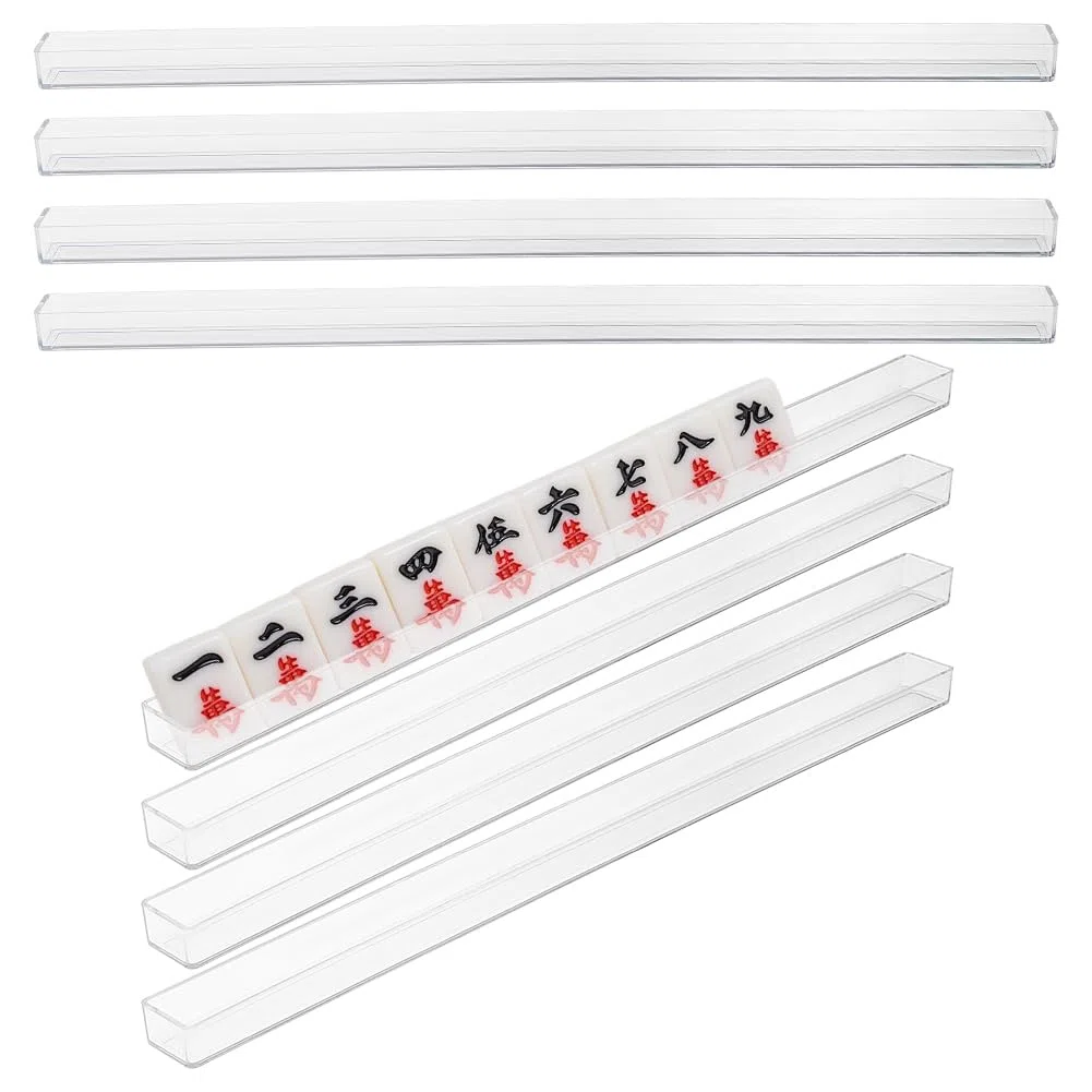 WADORN 8 Stück Mini Mahjong Racks Transparenter Acryl Mini Spielsteinhalter Sturzsicher Kompakt Und Tragbar Zur Aufbewahrung von Karten Für Domino Mahjong Zuhause Partys Reisen 8mm Innen Durchmesser