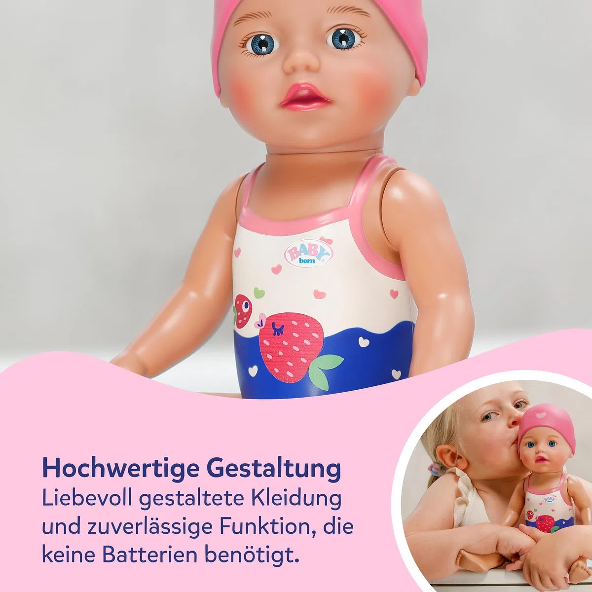 BABY Born Schwimmende Lizzie 30cm, Aufzieh-Badepuppe, wasserfest, funktioniert ohne Batterien, für Kinder ab 1 Jahr