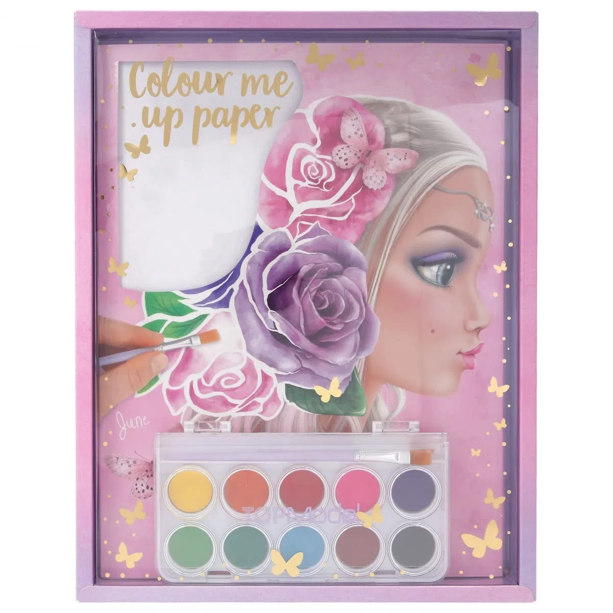 Depesche 11487 TOPModel - Colour me up Paper, Aquarellpapier mit 10 Motiven zum Ausmalen, inkl. Pinsel und Wasserfarben