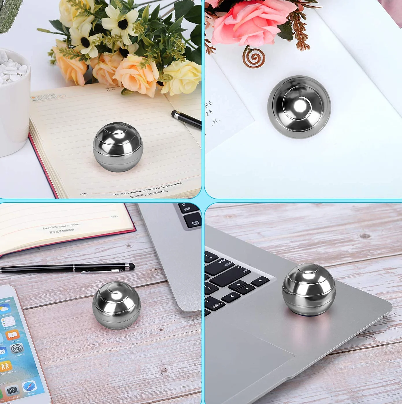 Kinetic Schreibtischspielzeug Office Metal Spinner Ball Gyroskop mit optischer Täuschung für Anti