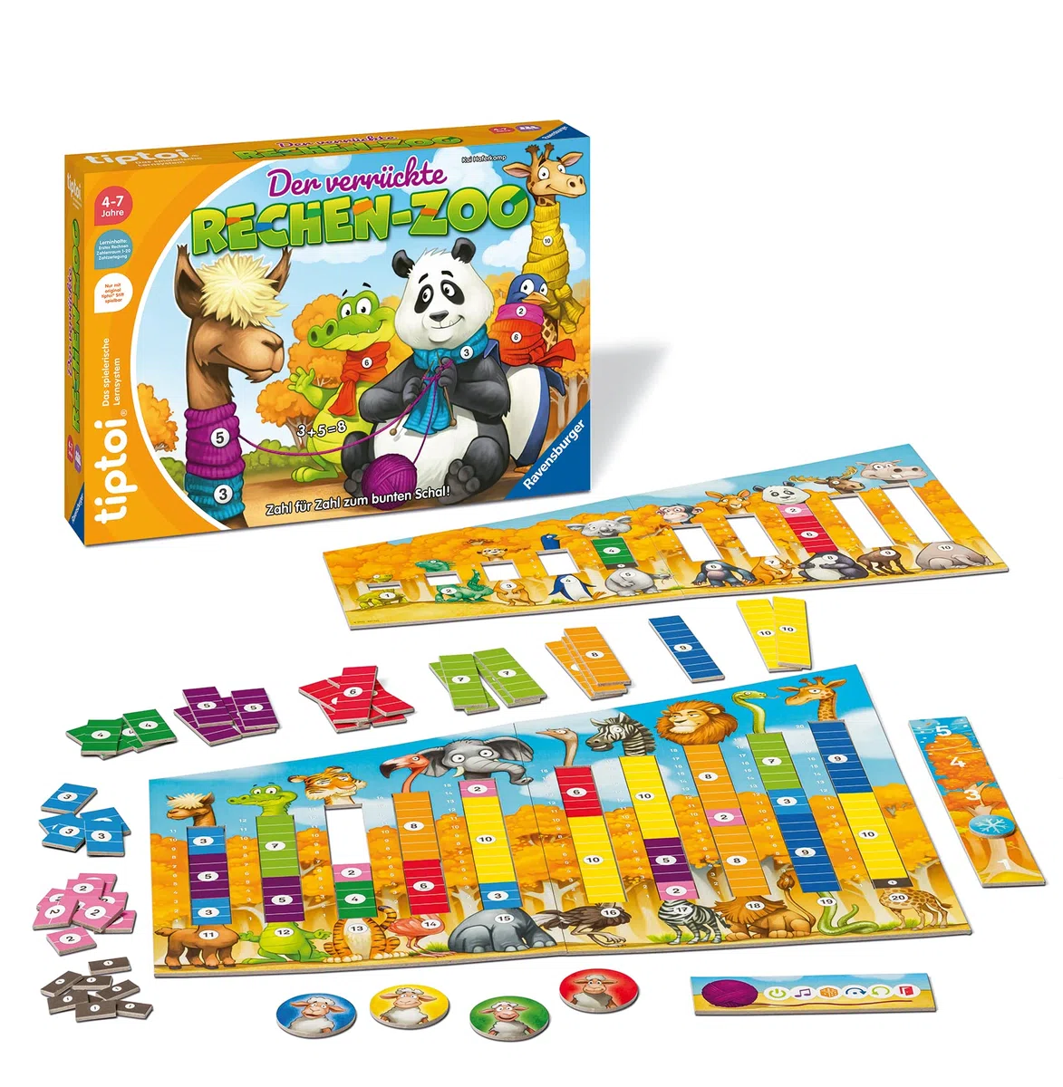 Ravensburger tiptoi Spiel 00104 - Der verrückte Rechen-Zoo - Lernspiel ab 4 Jahren, lehrreiches Zahlenspiel für Jungen und Mädchen, für 1-4 Spieler