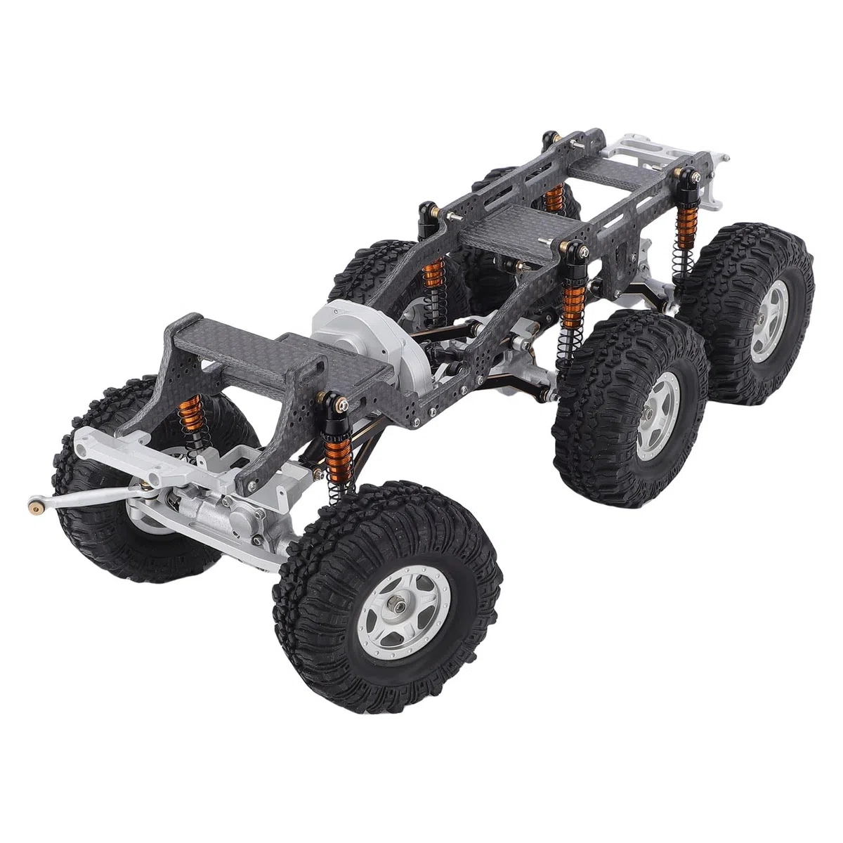 Leichter Carbonfaser-Chassisrahmen für Axial SCX24 RC Truck 6x6 |Upgrade mit Niedrigem Schwerpunkt, Schwarz-silbernes RC-Autoteil (schwarzes Silber)