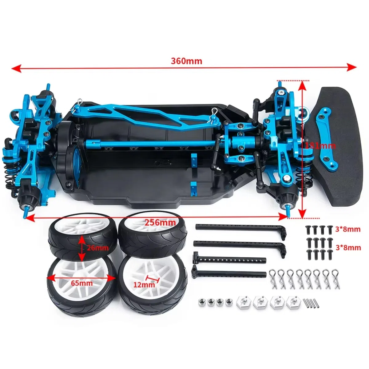Für Tamiya Für TT02 1/10 Metall Kunststoff Für Chassis Rahmen Montiert Set RC Modell Auto Upgrade Teile RC Rahmen Chassis