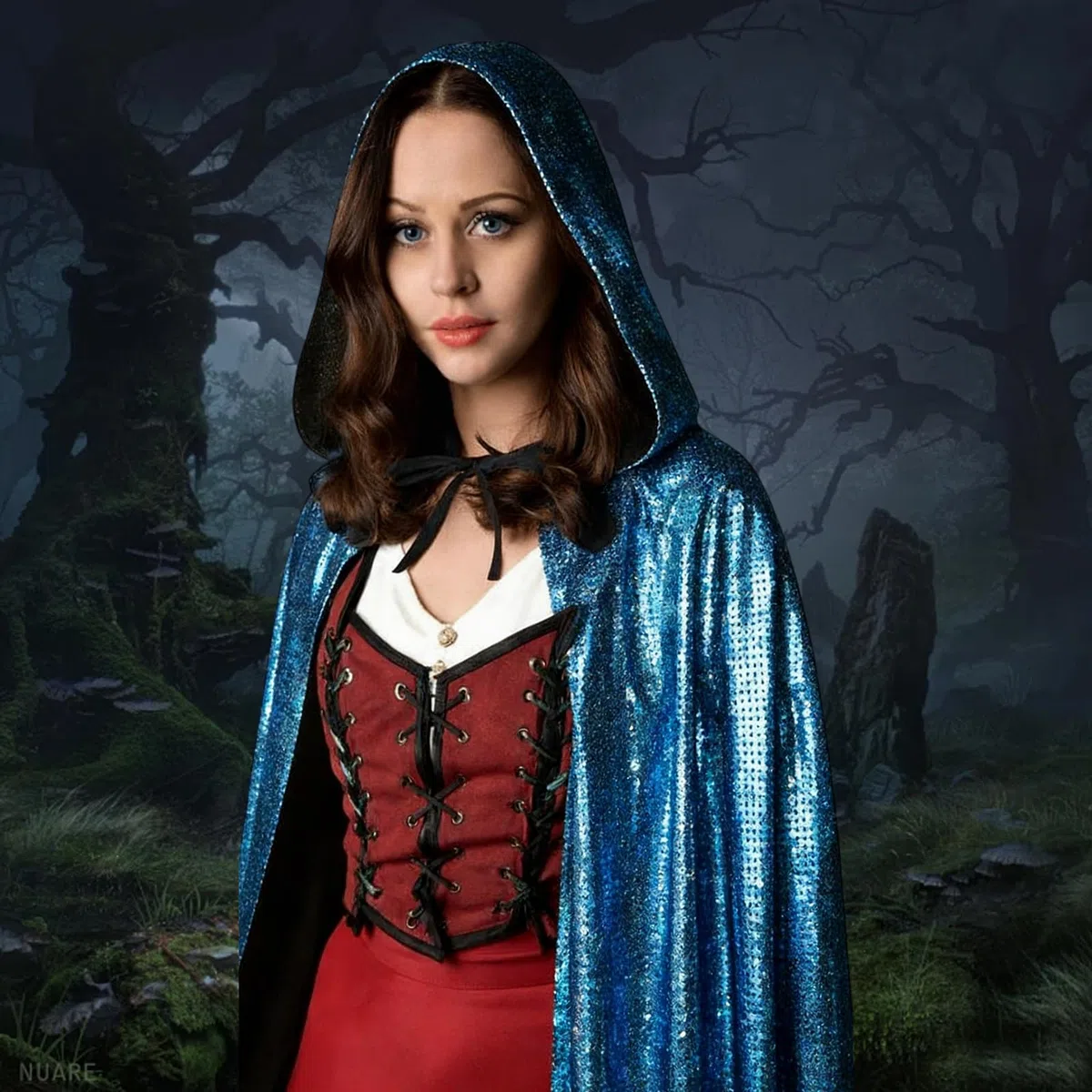 SSKHE 1PC Vampir Umhang mit Kapuze,Lange Cape,Vampir Kostüm für Halloween Weihnachten Karneval Kostüm, Weihnachten Erwachsener Unisex (Blau)
