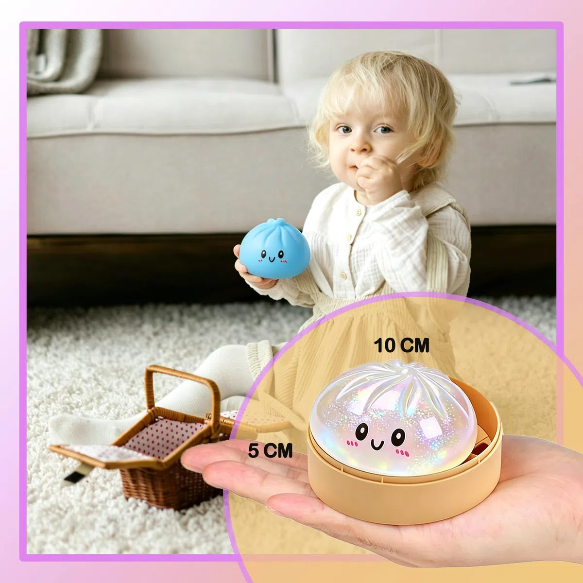Knödel-Squishy, buntes Knödel-Spielzeug mit Dampfgarer, Überraschungsknödel-Stressabbau-Spielzeug, weiches Knete-Spielzeug zum Entspannen für Erwachsene, Jungen und Mädchen