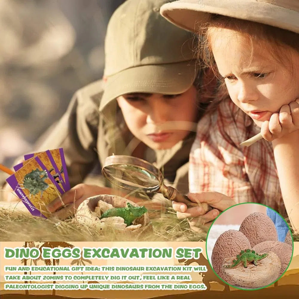 Dino Eier zum Ausgraben,12 Stück Dinosaurier Eier zum Ausgraben Einzeln,Dinosaurier Spielzeug Ausgrabung,Dino Ei Spielzeug,Dino Ausgrabungsset für Kinder ab 6+,Archäologie Spiel für Jungen Mädchen