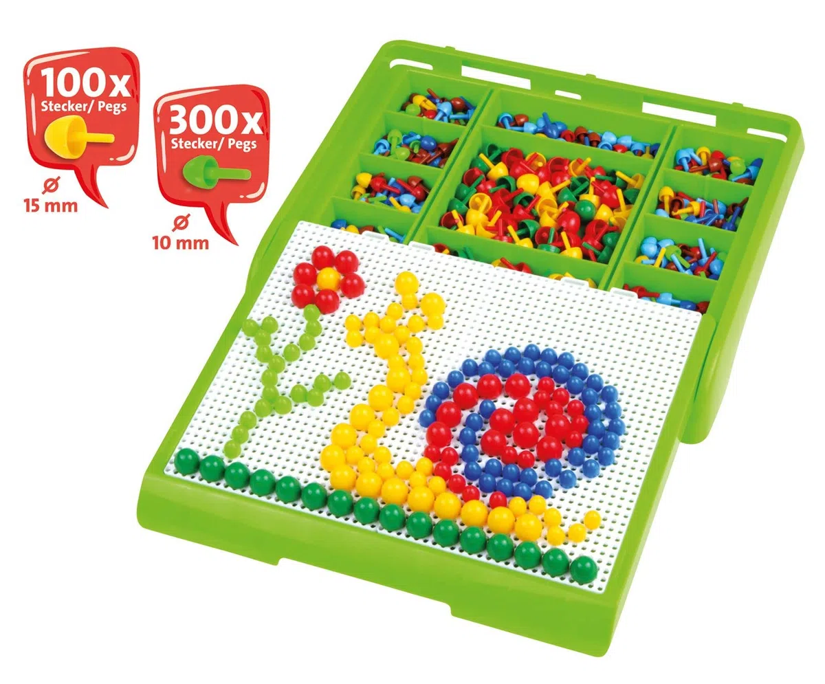 Lena 35615 Mosaiksteckspiel, Mittel, Blau,Gelb,Grün,Rot