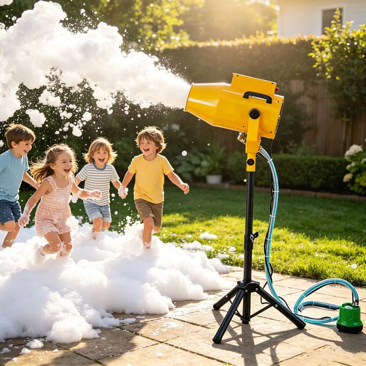Schaumkanone, 60 Min dauerhafter dichter Schaum, ideal für Garten, Pool & Geburtstage, schafft unvergesslichen Familienspaß & Gelächter, Party Feeling zuhause!