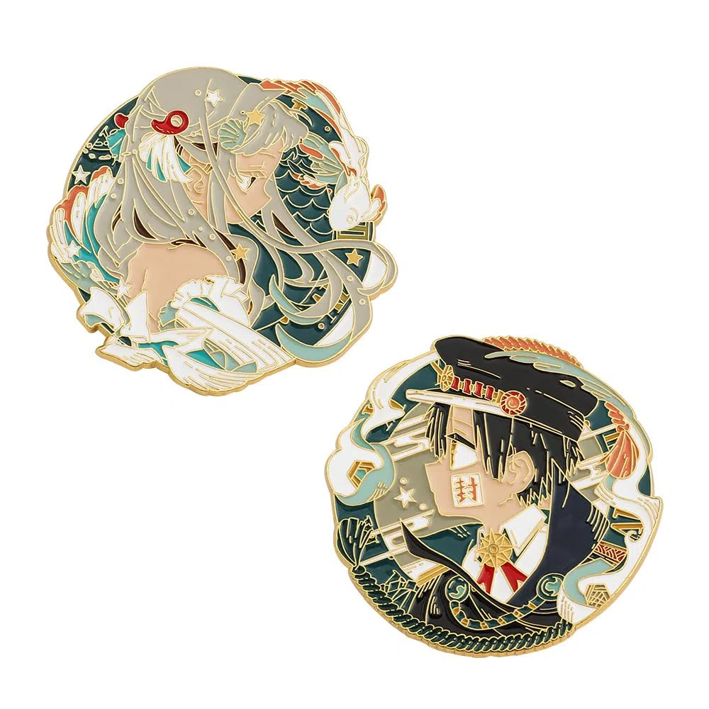 MayDee Mein Schulgeist Hanako Anstecknadel Anime Abzeichen Zubehör 2 Stück Hanako Nene Fan Fiction Figure Metal Broche for Fans Collection