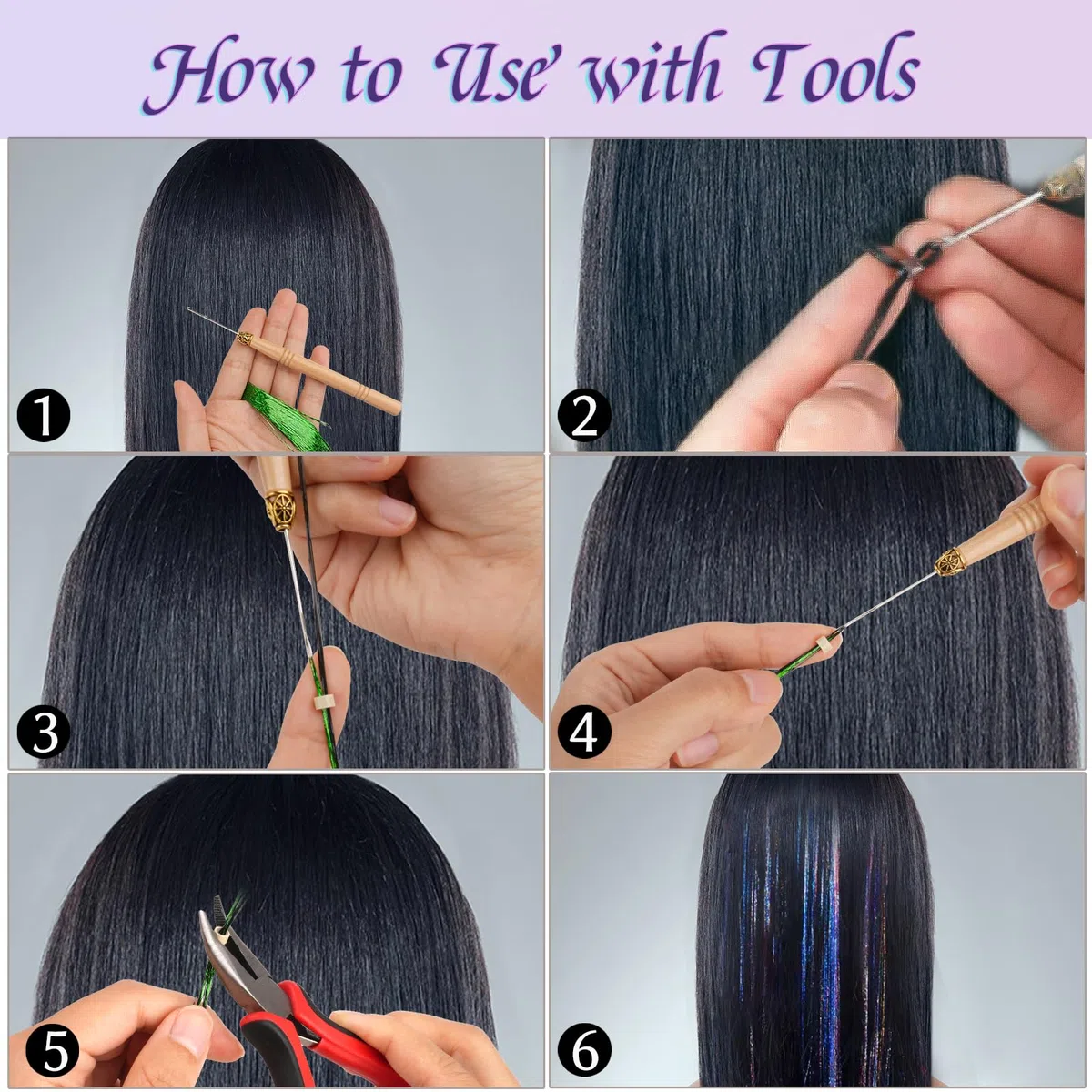 4000 Hair Tinsel,48 Inches Haar Lametta mit Werkzeug,20 Farben Glitzer Haarsträhnen zum Flechten Haar Lametta,Sparkle Tinsel Hair Extensions für Frauen Mädchen Kinder Cosplay Party Zubehör (20 Farben)